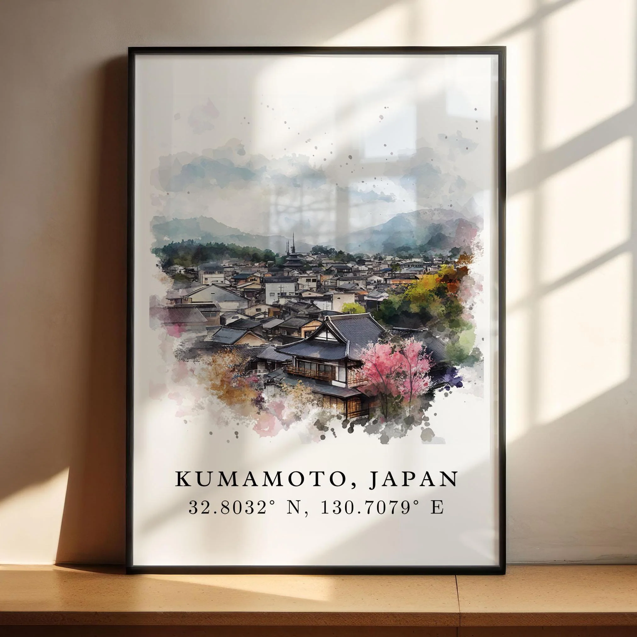 Kumamoto, Japan – Watercolor Art Print