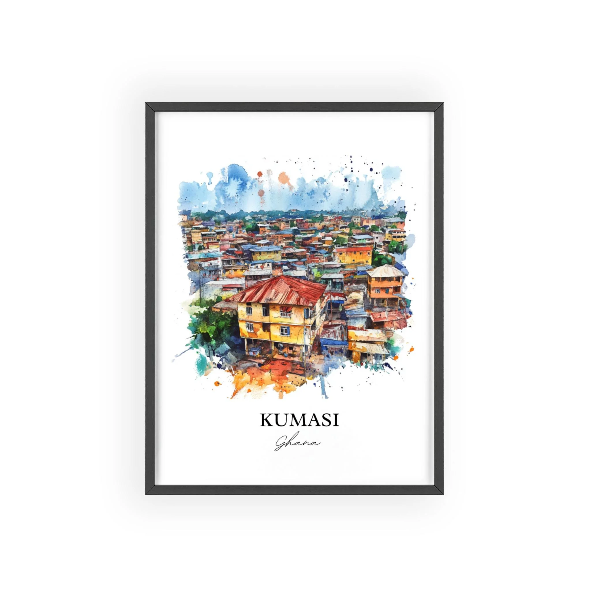 Kumasi, Ghana – Watercolor Art Print - Image 7