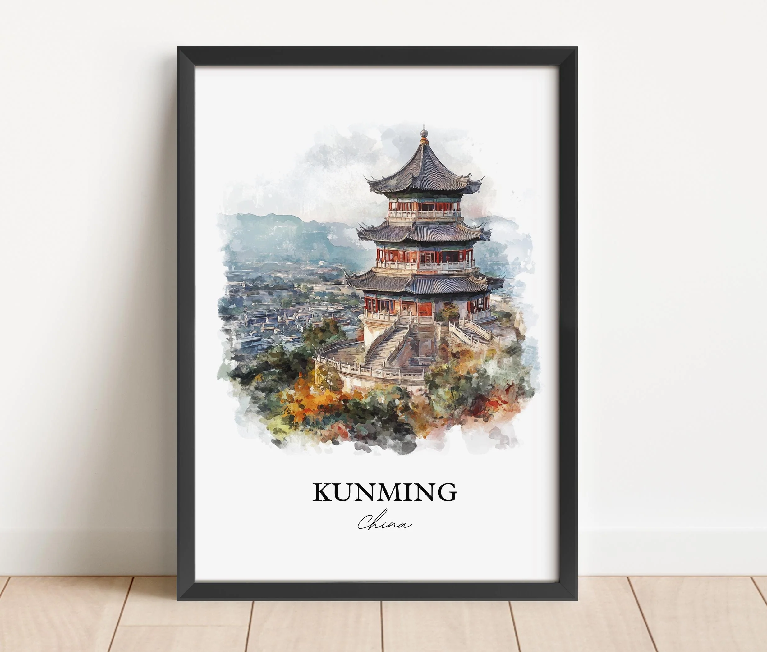 Kunming, China – Watercolor Art Print - Image 6