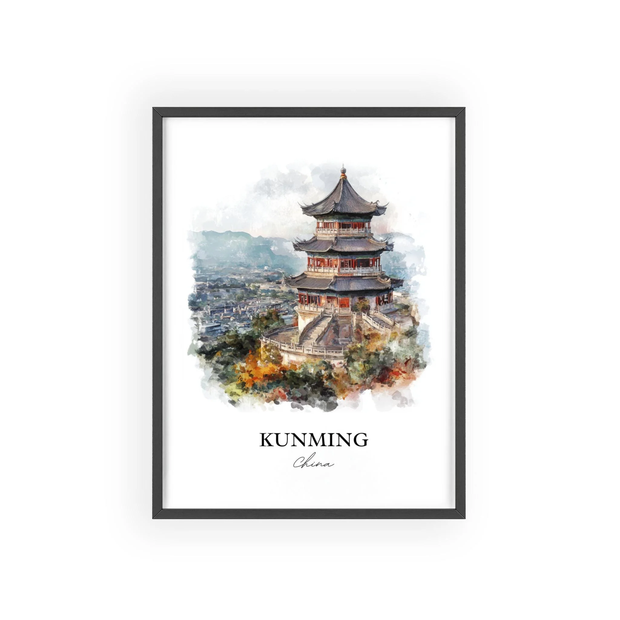 Kunming, China – Watercolor Art Print - Image 7