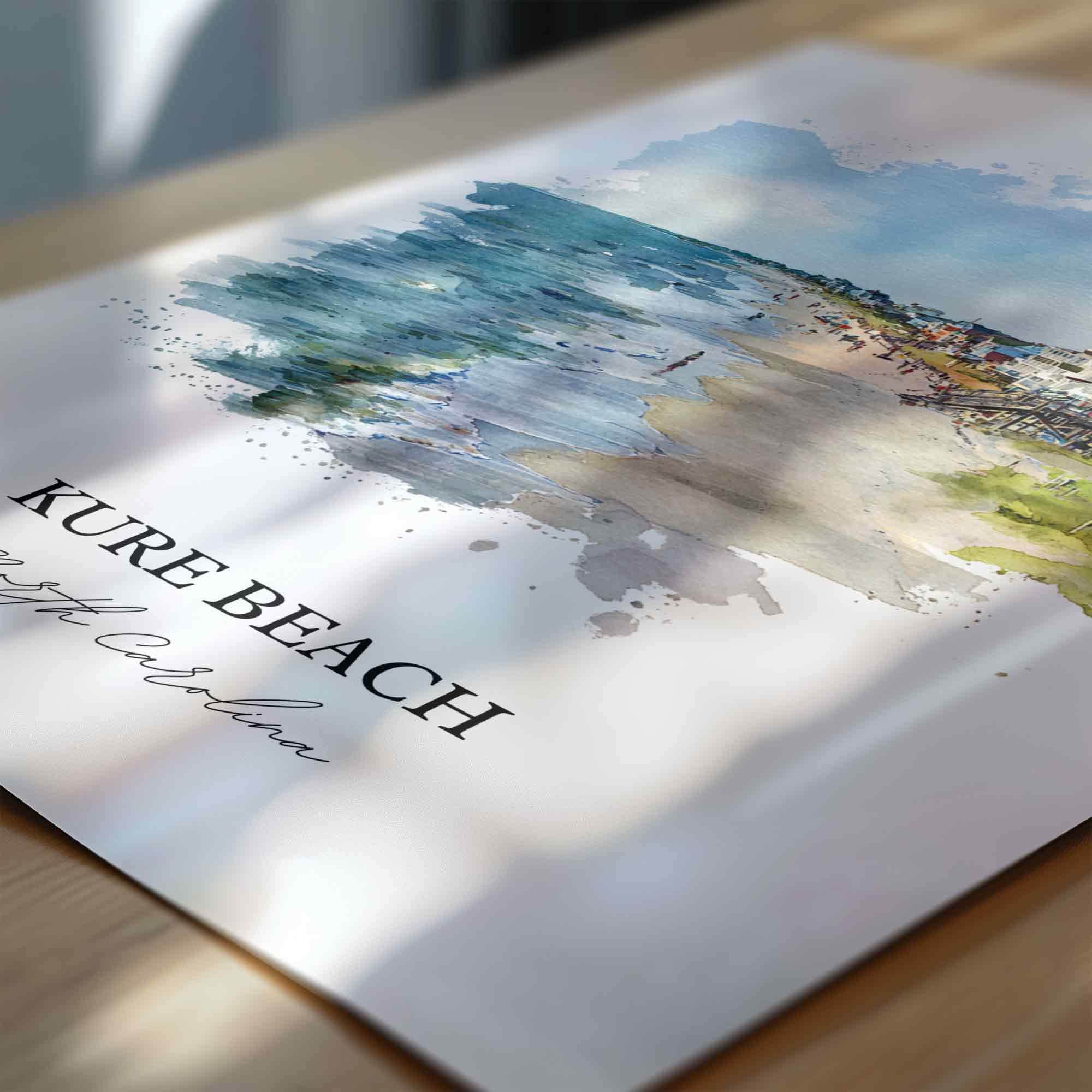 Kure Beach, North Carolina – Watercolor Art Print - Image 2