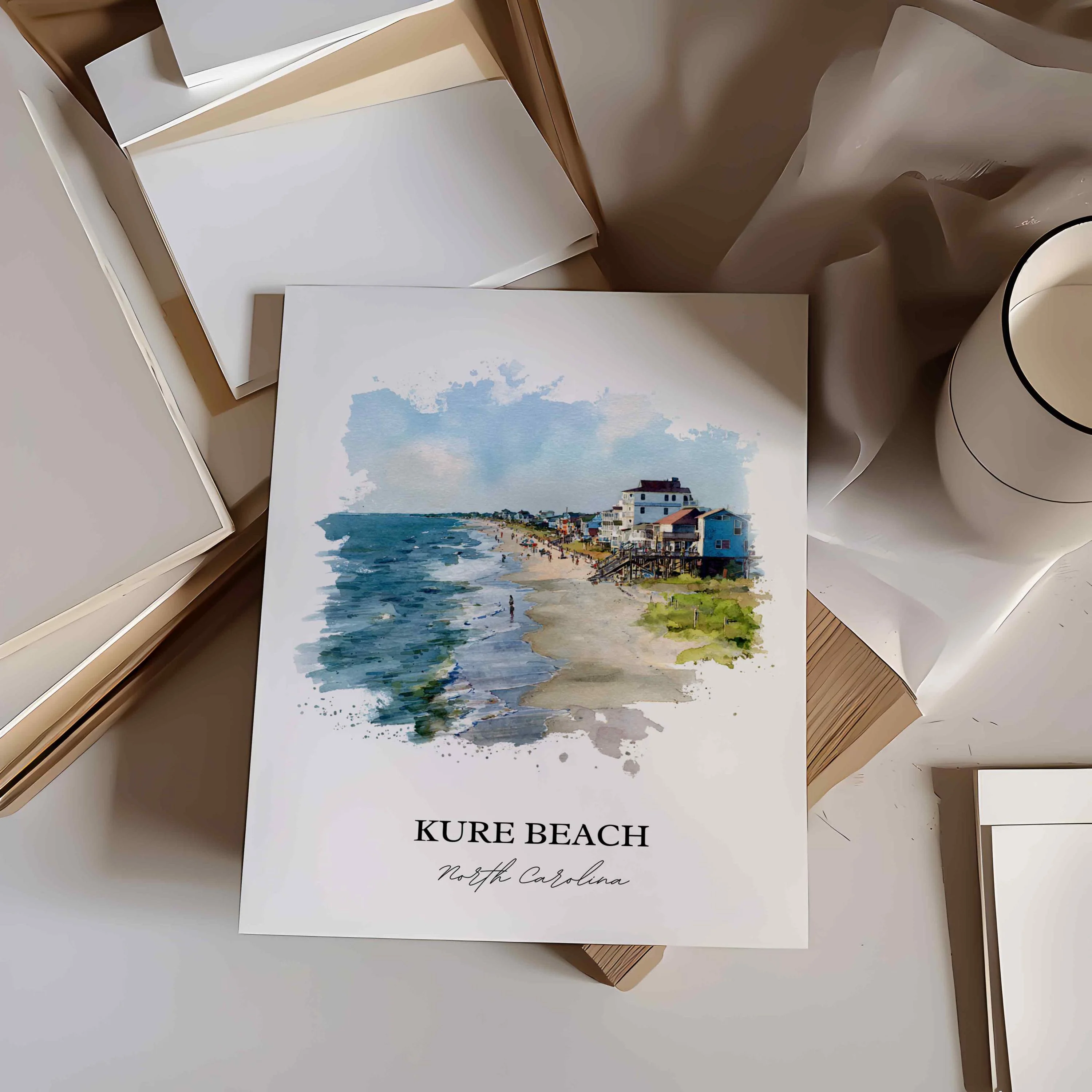 Kure Beach, North Carolina – Watercolor Art Print - Image 8