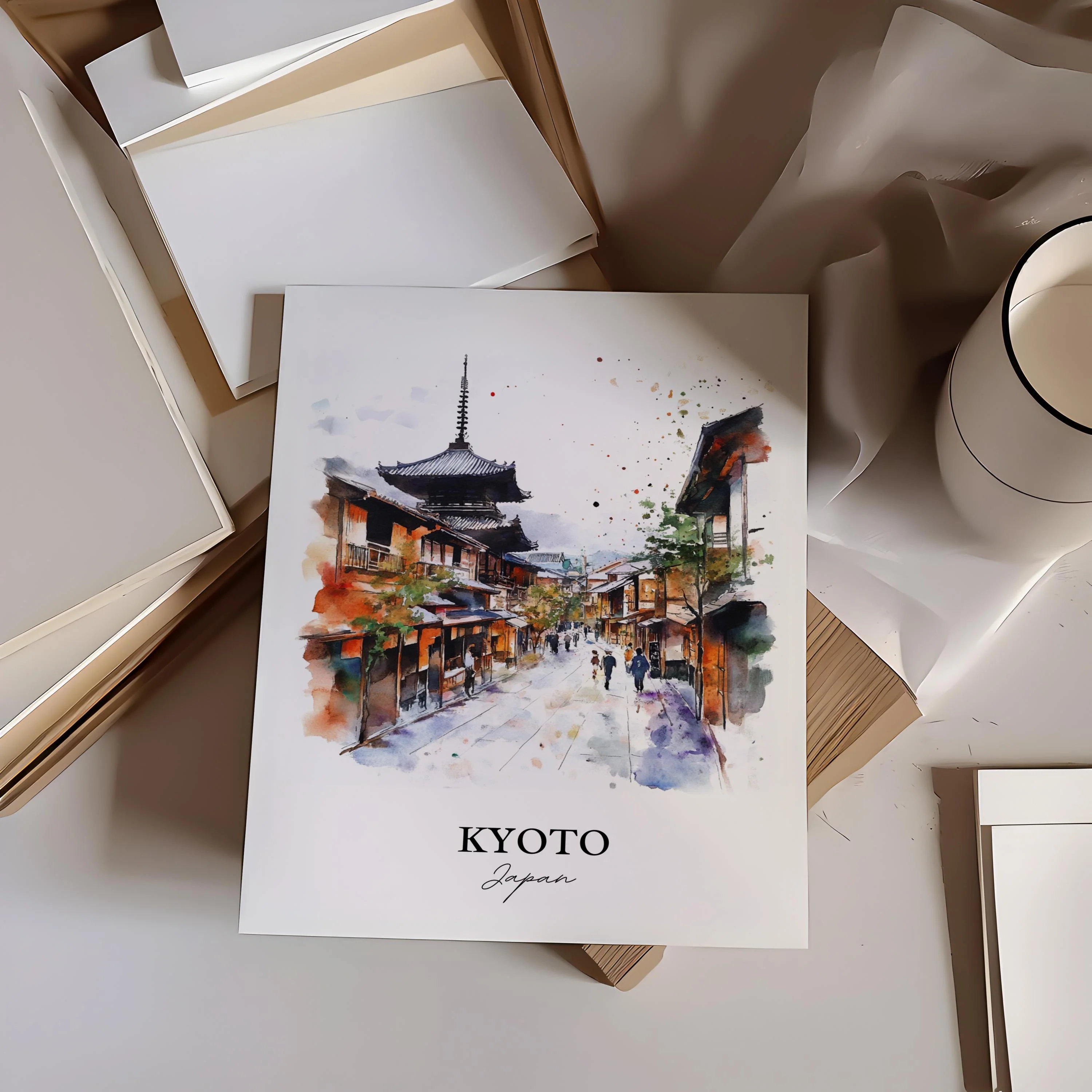 Kyoto, Japan – Watercolor Art Print - Image 4