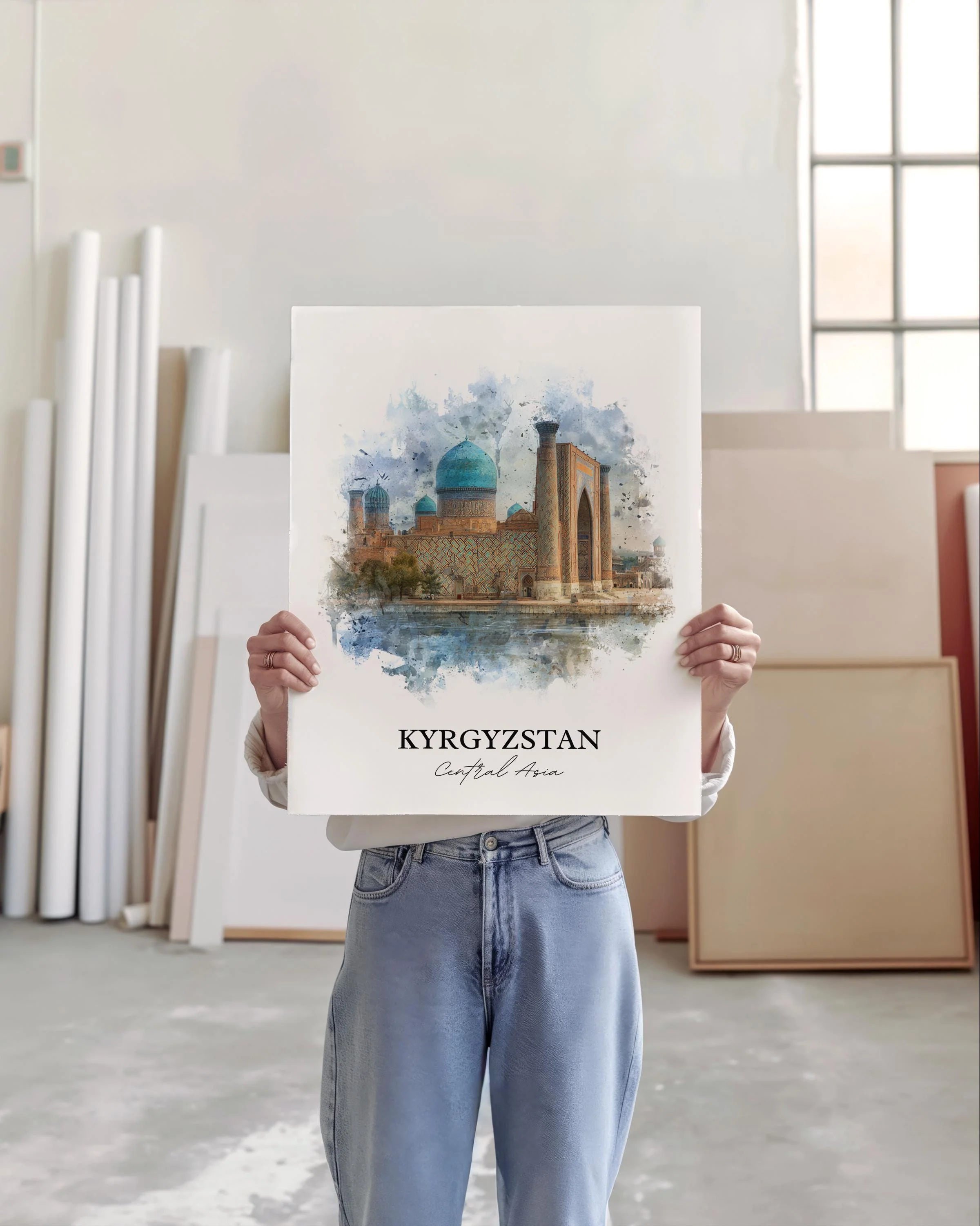 Kyrgyzstan, Kyrgyzstan – Watercolor Art Print - Image 4