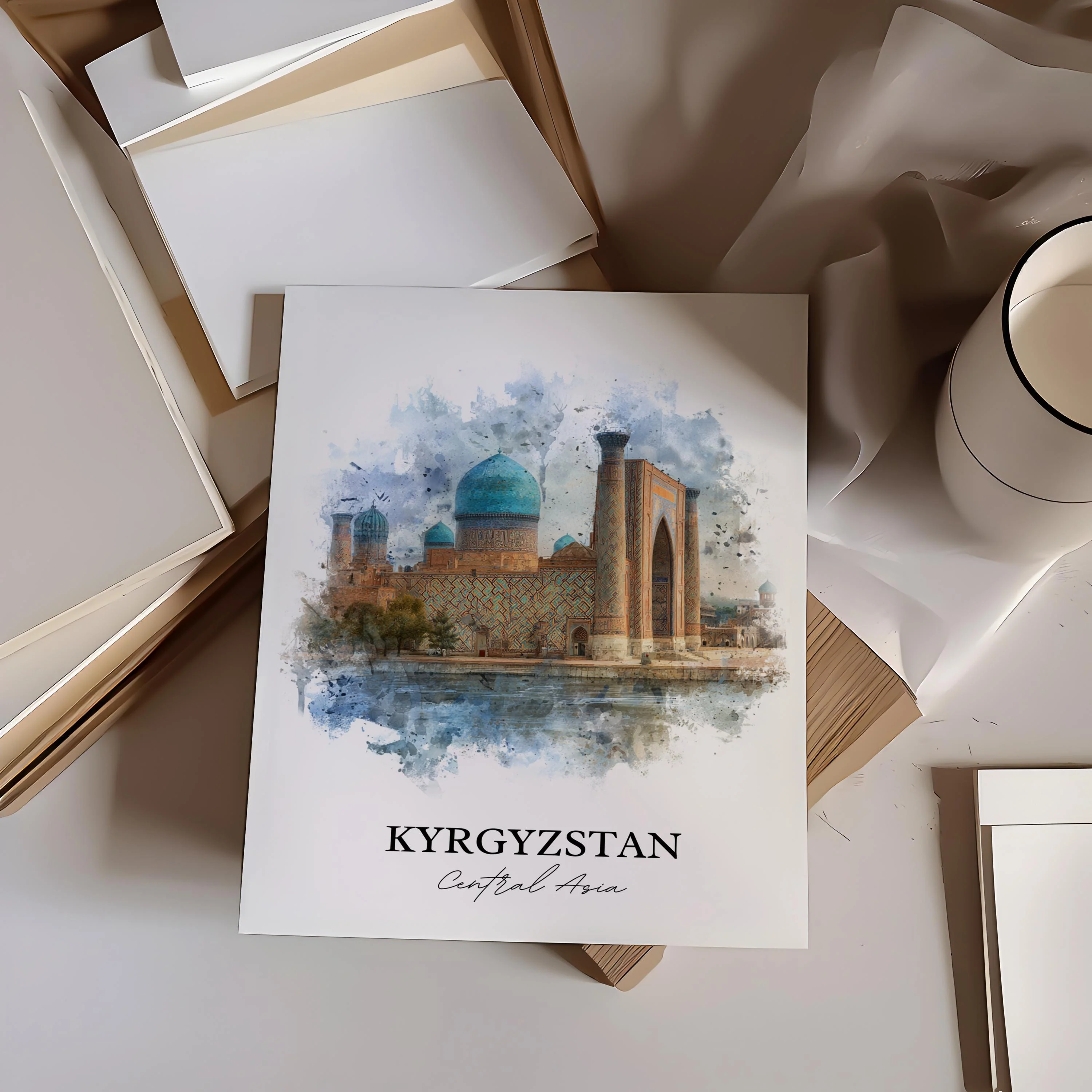 Kyrgyzstan, Kyrgyzstan – Watercolor Art Print - Image 5