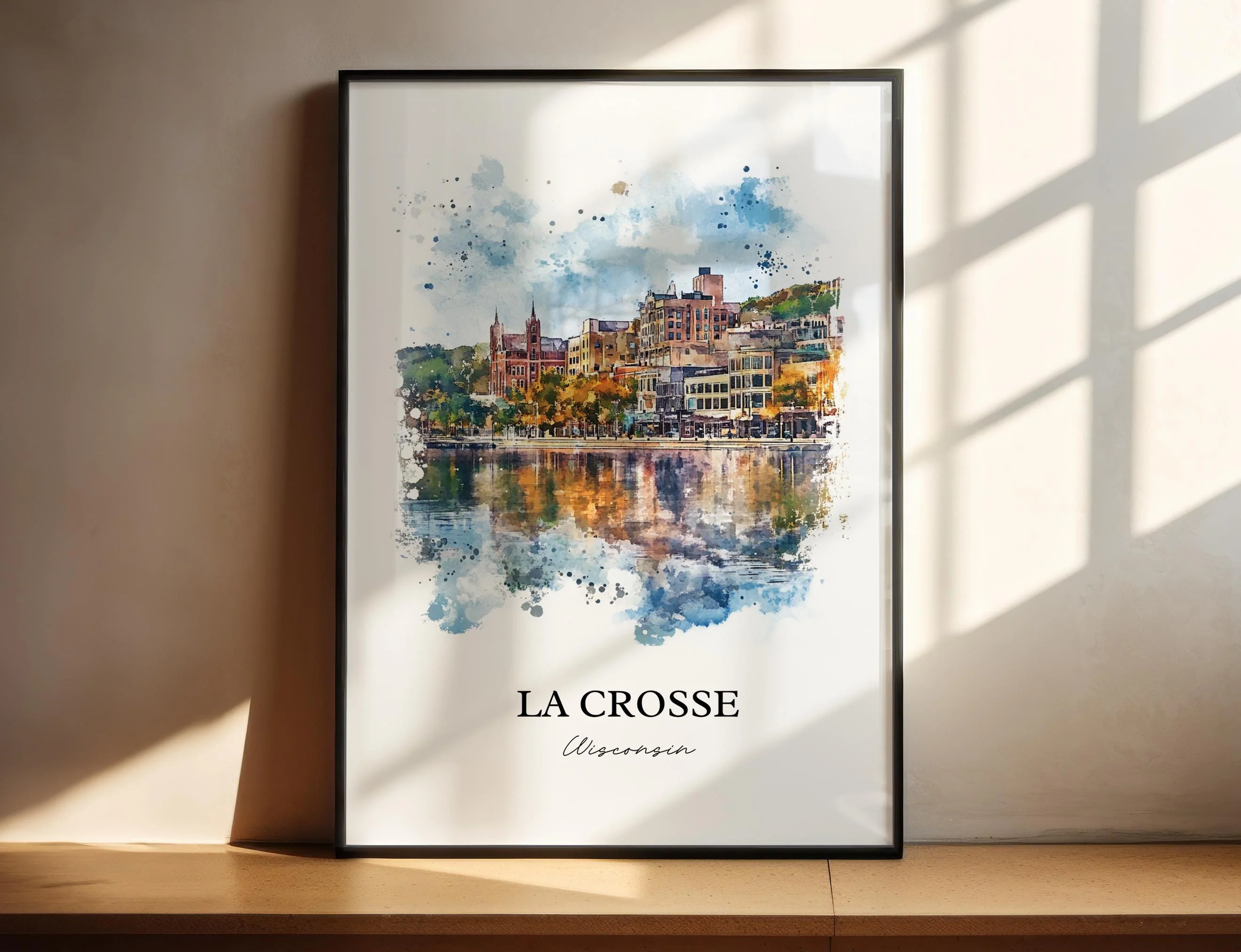 La Crosse, Wisconsin, USA – Watercolor Art Print
