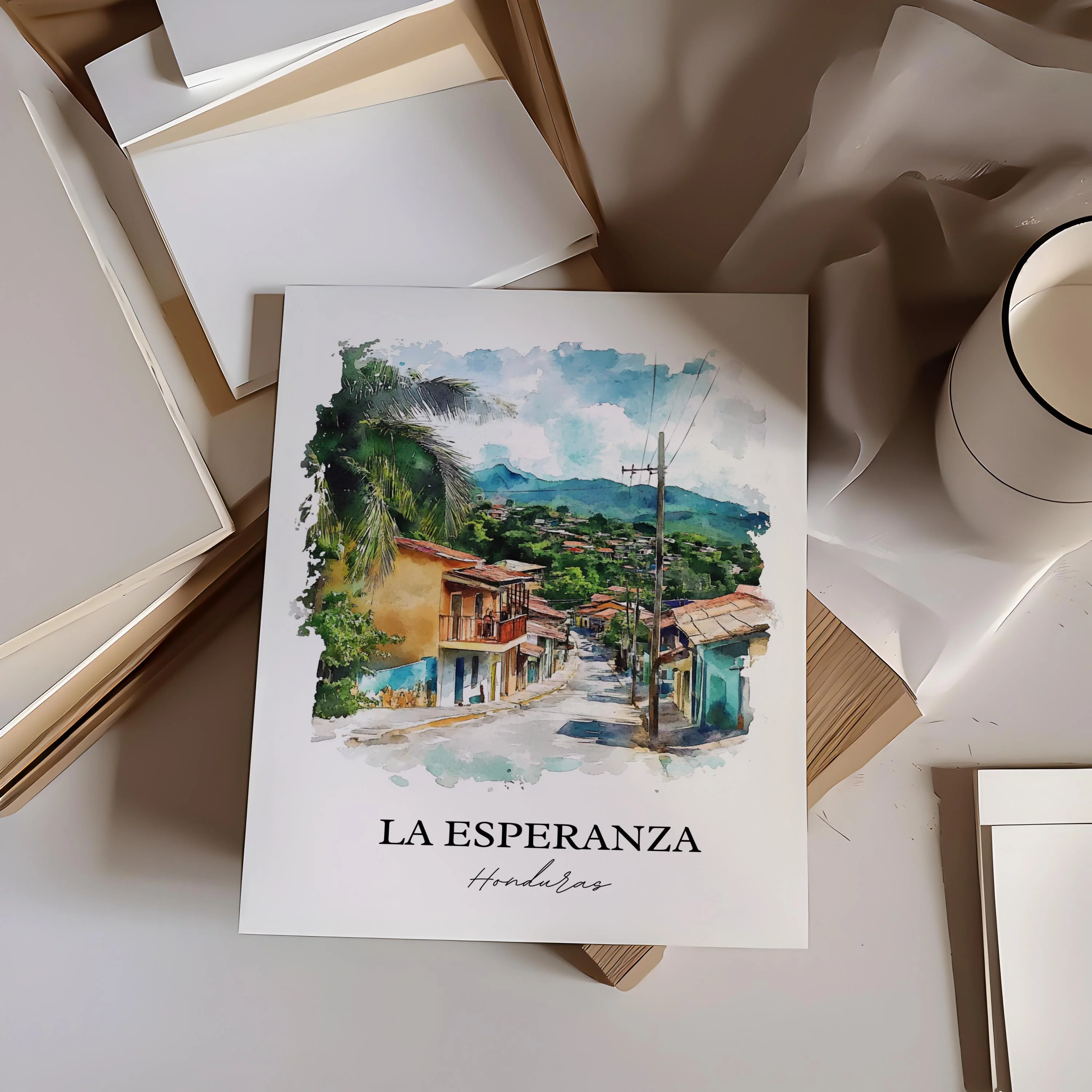 La Esperanza, Honduras – Watercolor Art Print - Image 4