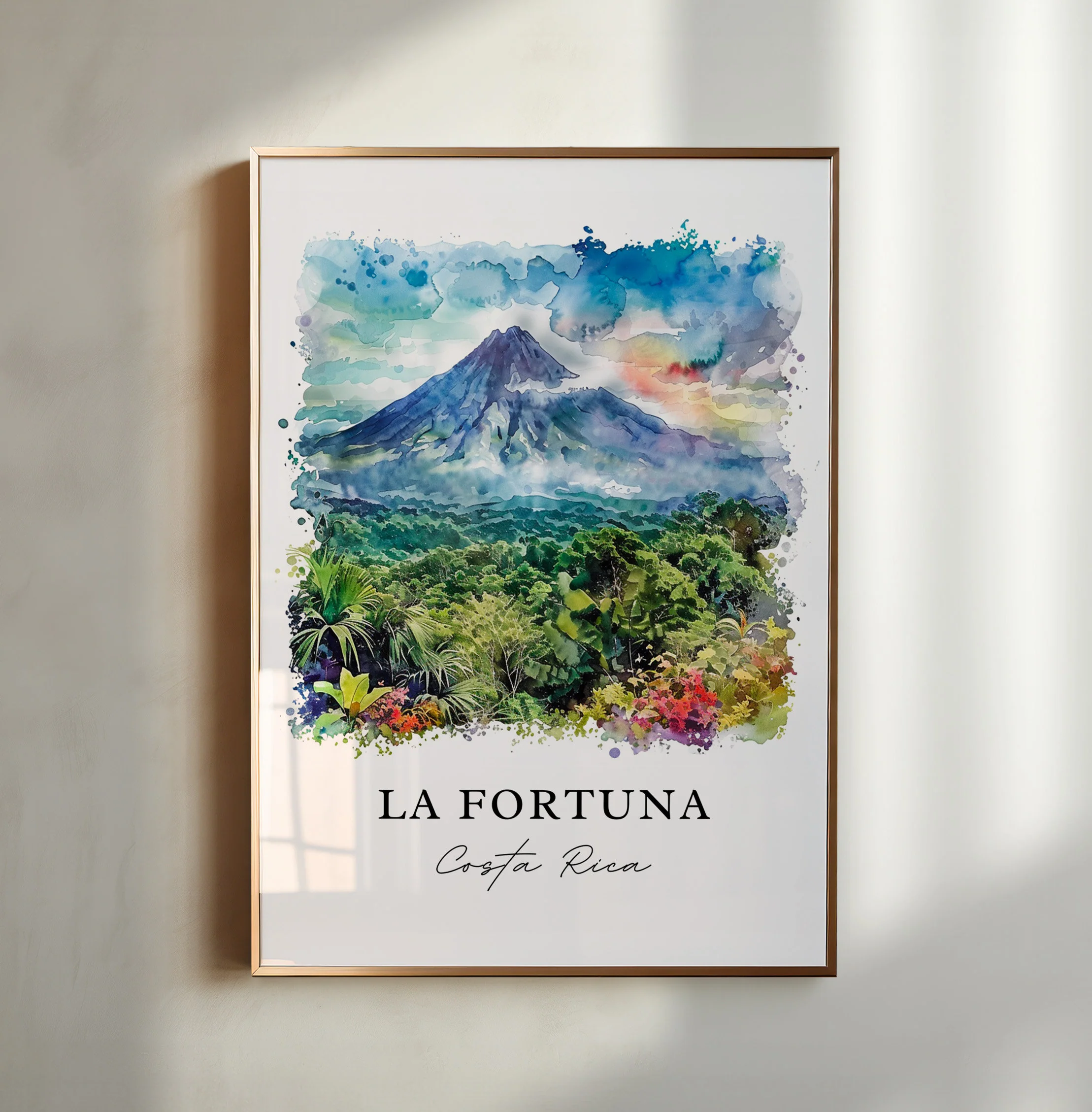 La Fortuna, Costa Rica – Watercolor Art Print