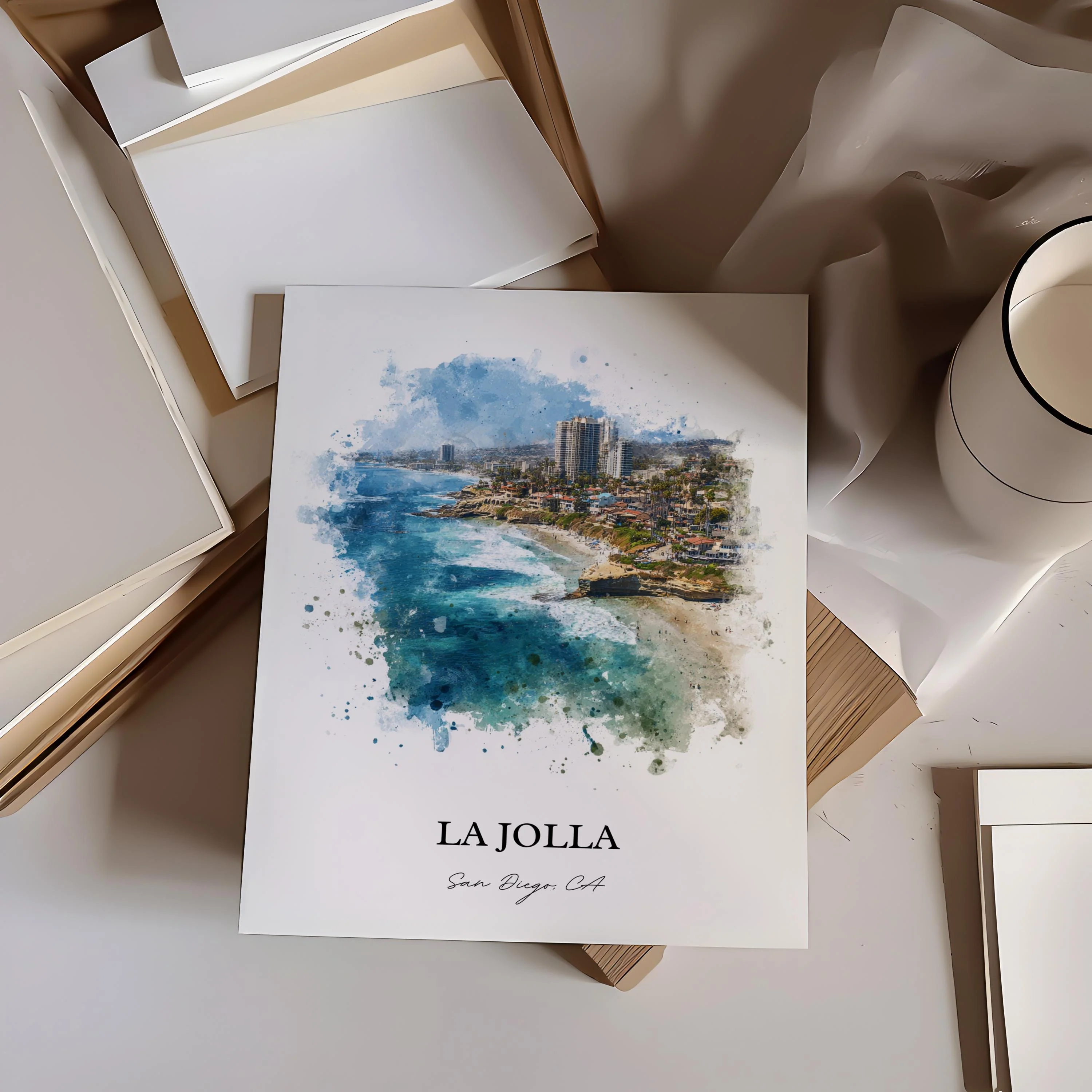 La Jolla, California – Watercolor Art Print - Image 3