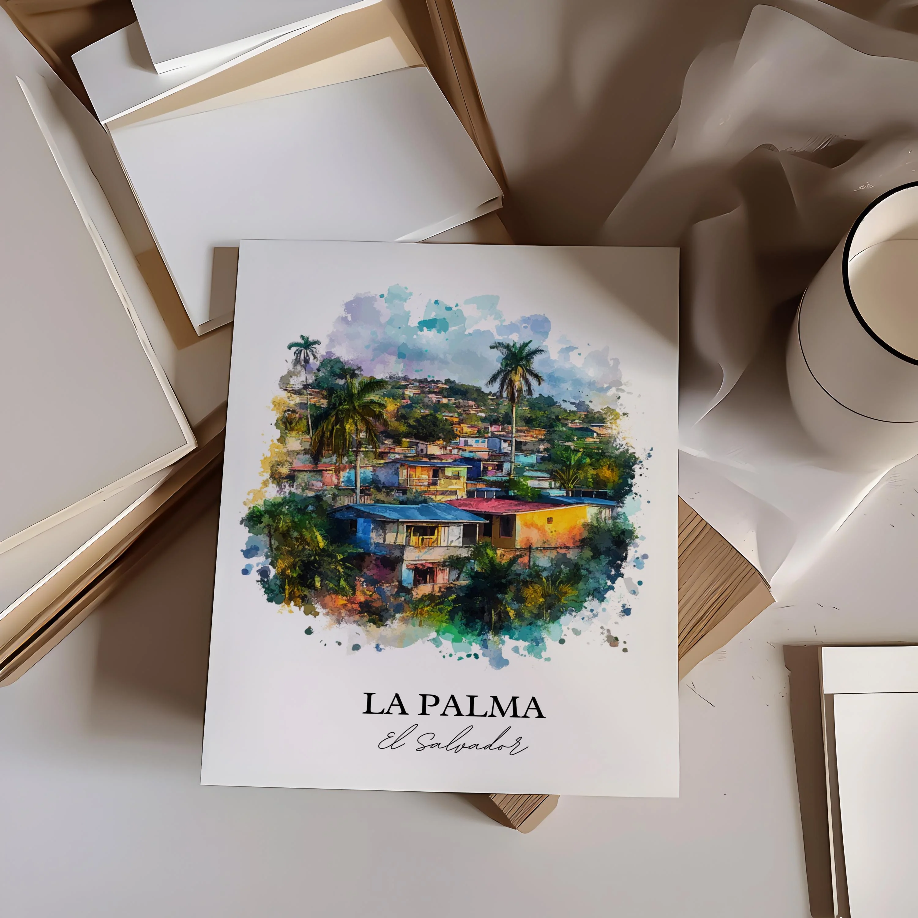 La Palma, El Salvador – Watercolor Art Print - Image 6