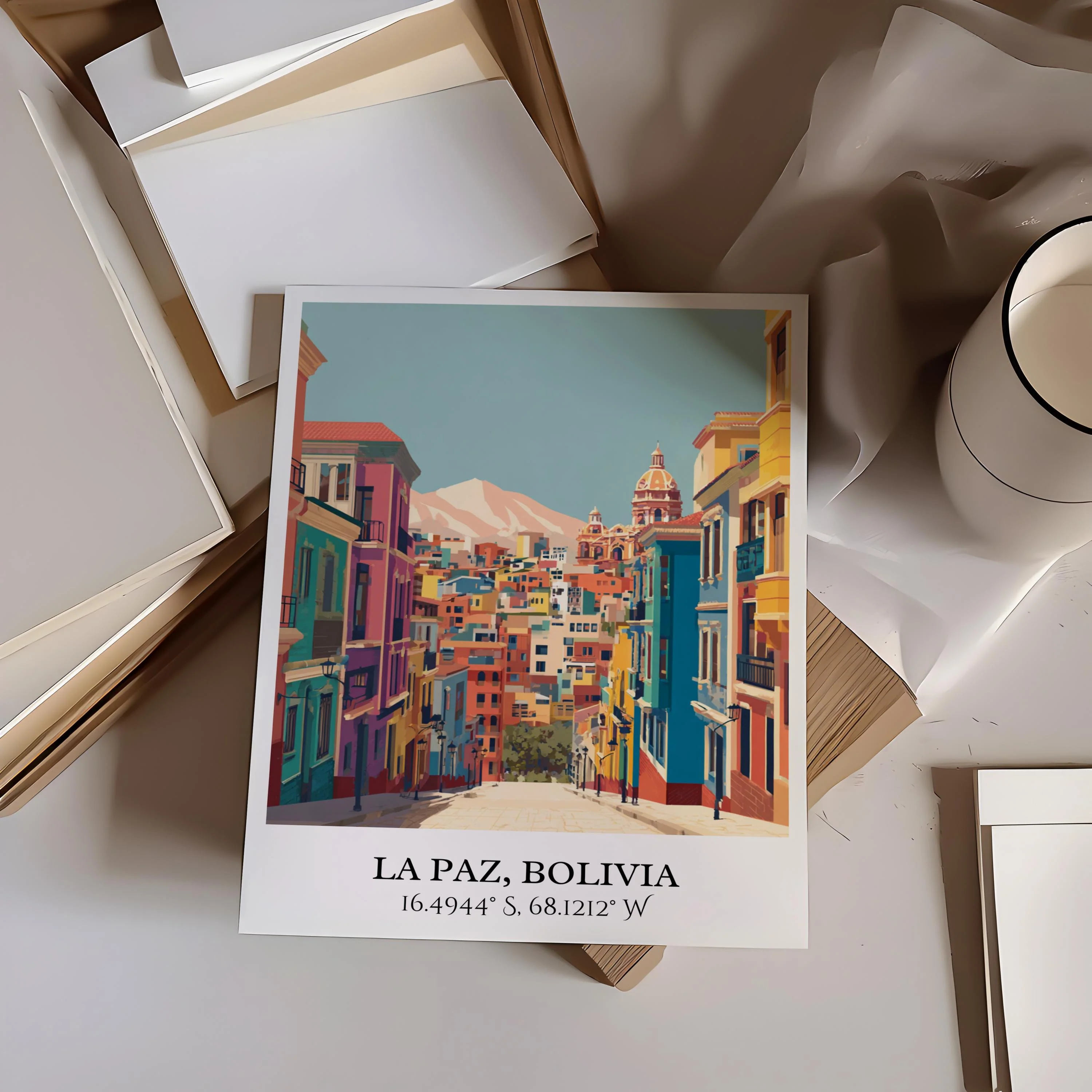 La Paz, Bolivia – Watercolor Art Print - Image 6