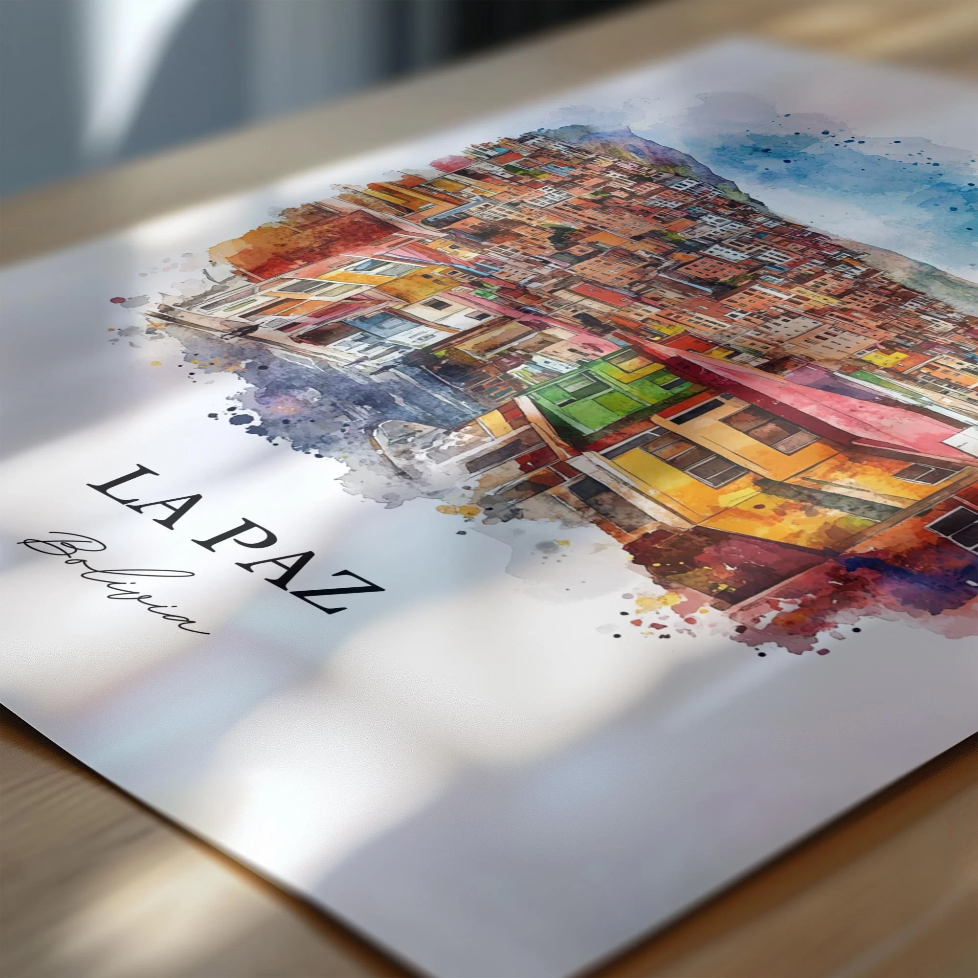 La Paz, Bolivia – Watercolor Art Print - Image 2