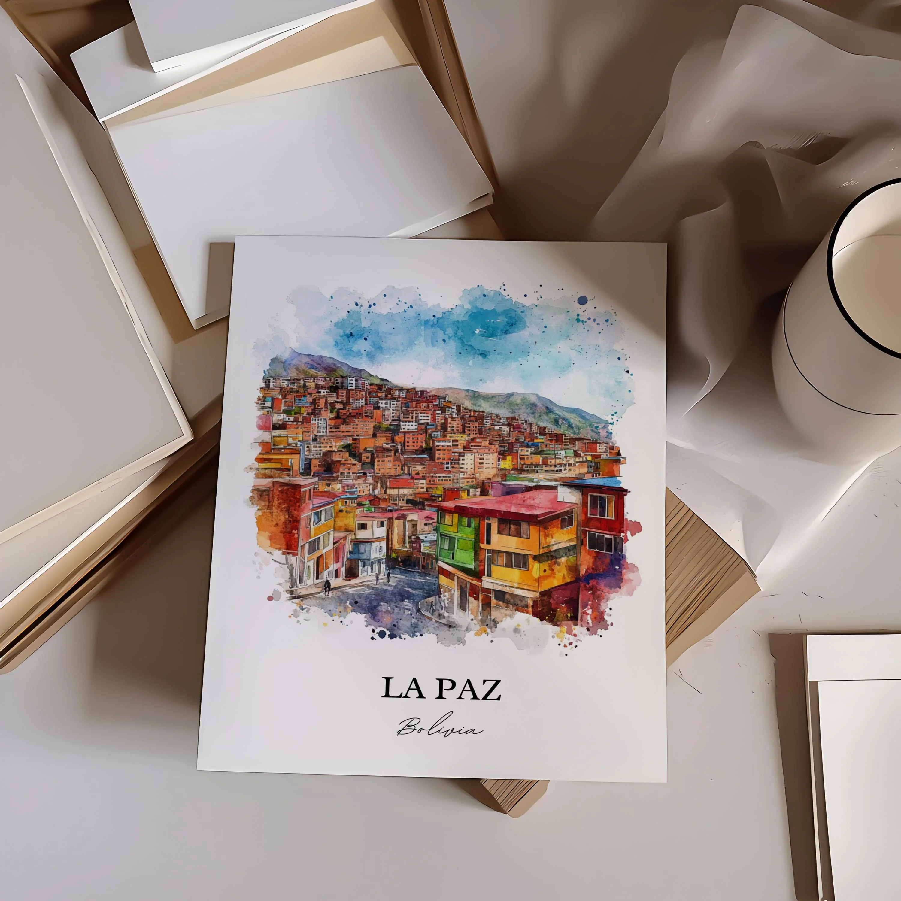 La Paz, Bolivia – Watercolor Art Print - Image 5