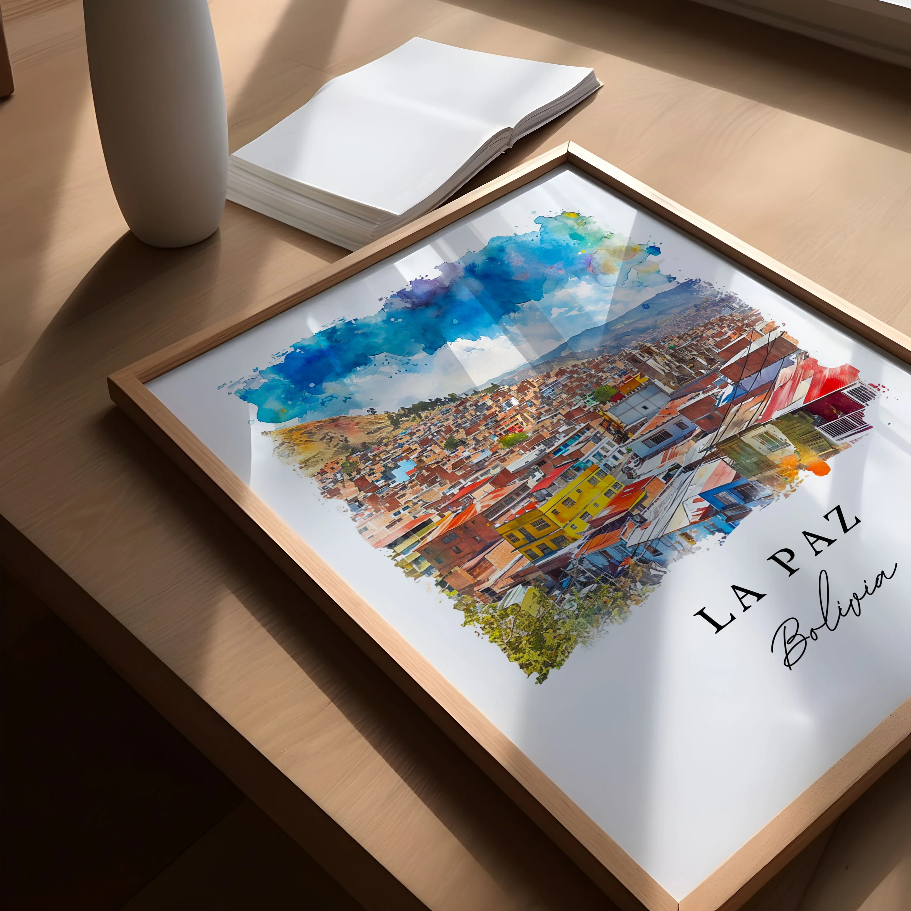 La Paz, Bolivia – Watercolor Art Print - Image 3