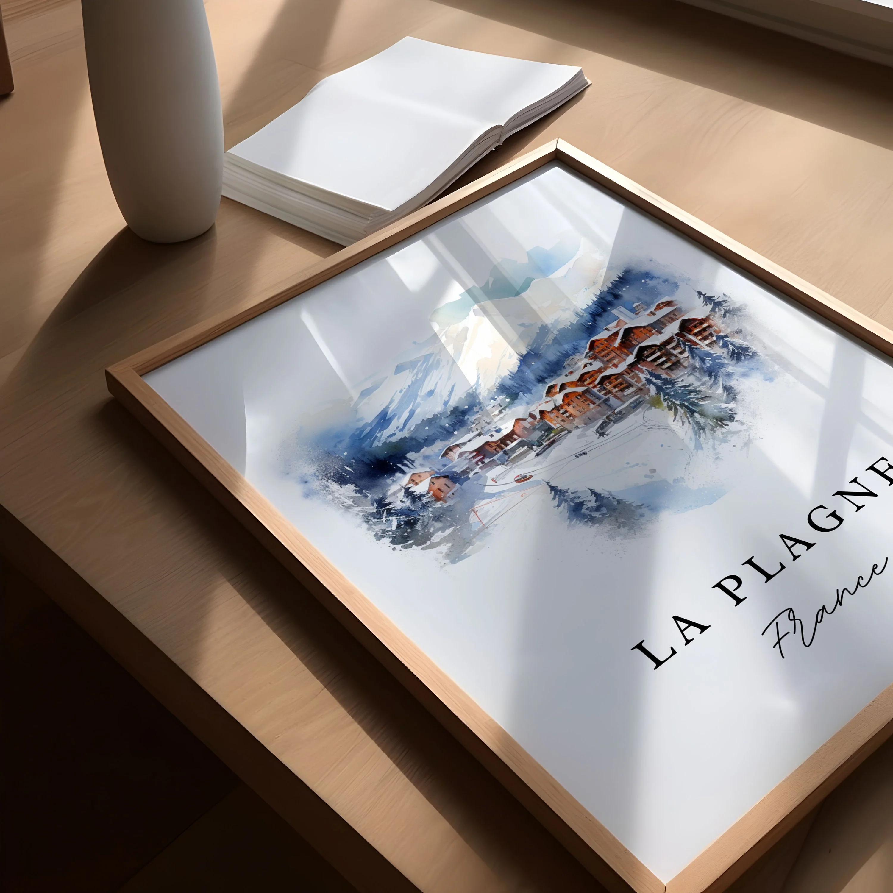 La Plagne, France – Watercolor Art Print - Image 3