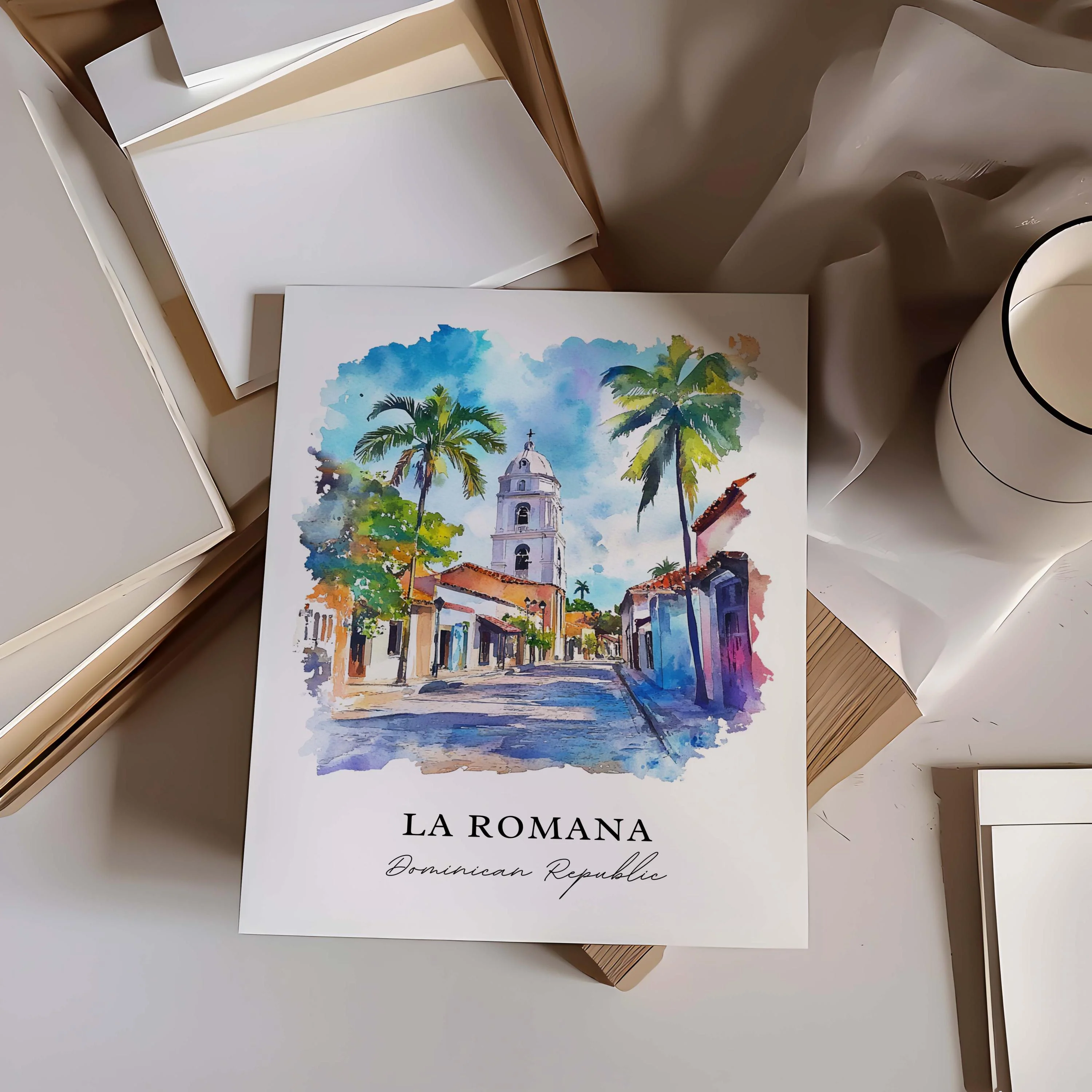 La Romana, Dominican Republic – Watercolor Art Print - Image 2