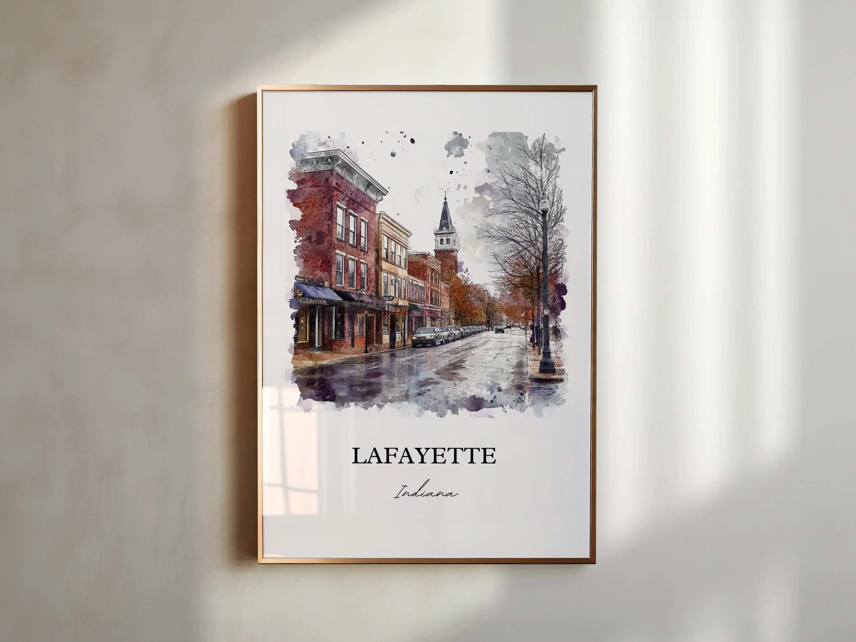 Lafayette, Indiana, Indiana – Watercolor Art Print - Image 6