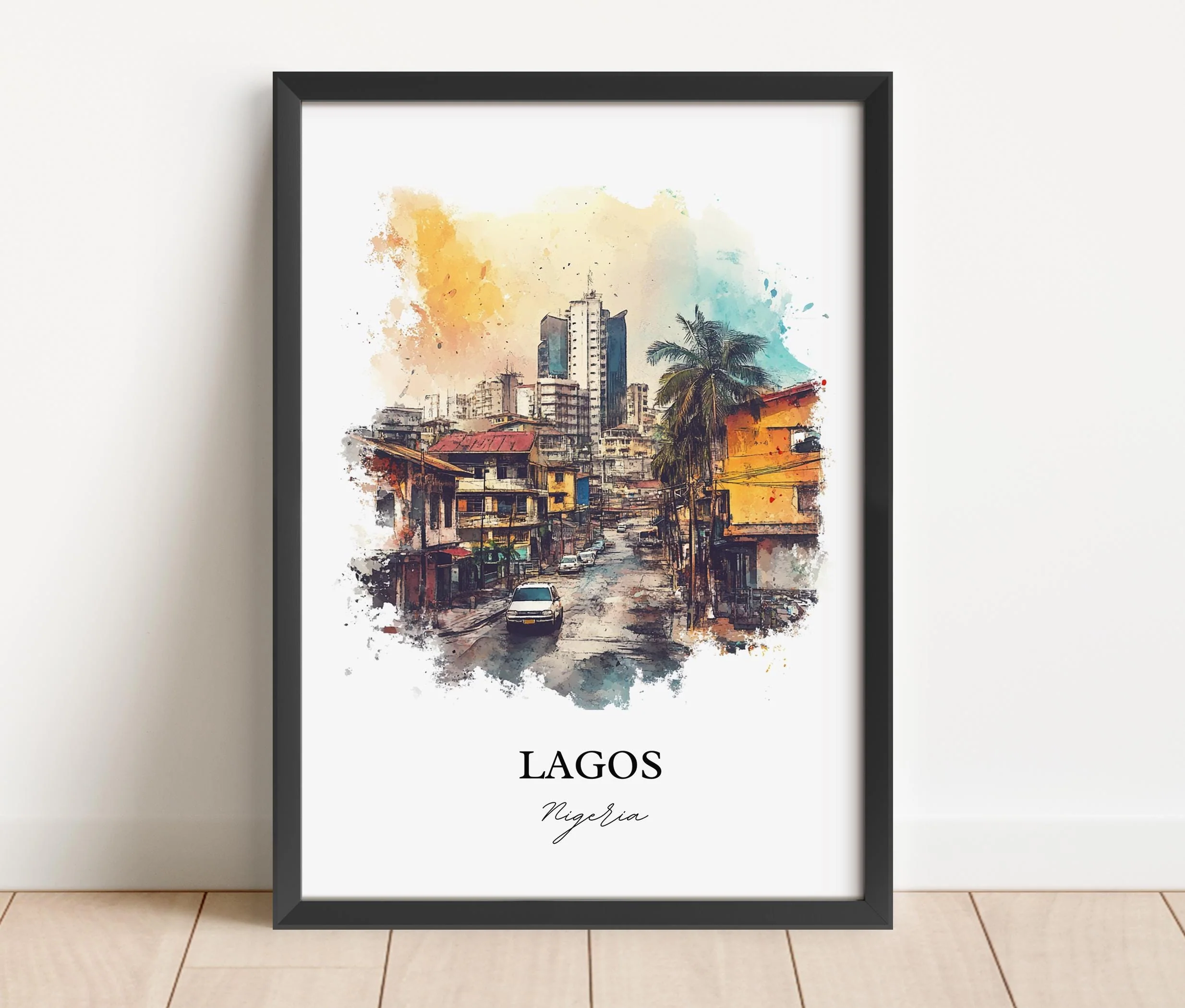 Lagos, Nigeria – Watercolor Art Print - Image 3