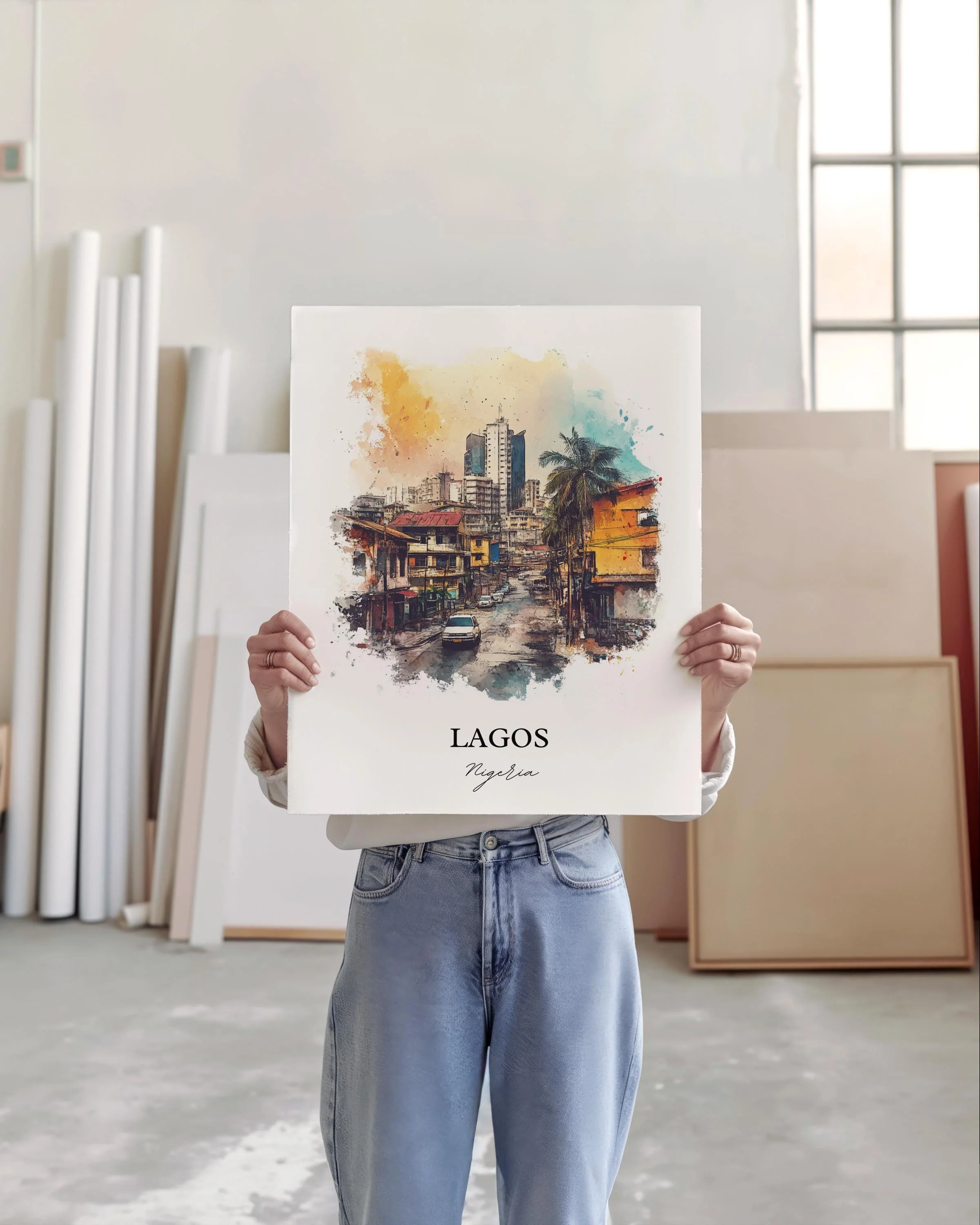 Lagos, Nigeria – Watercolor Art Print - Image 4
