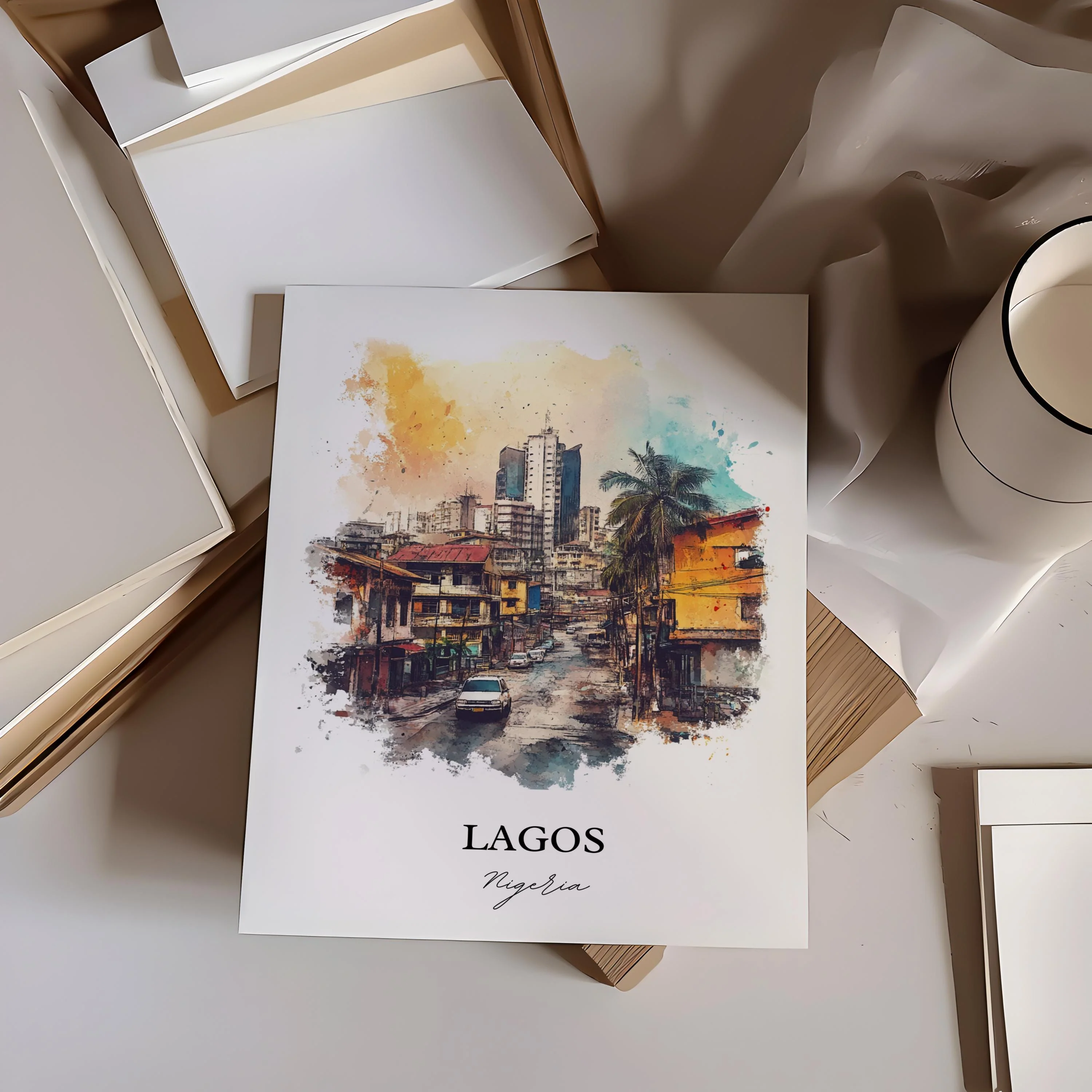 Lagos, Nigeria – Watercolor Art Print - Image 5