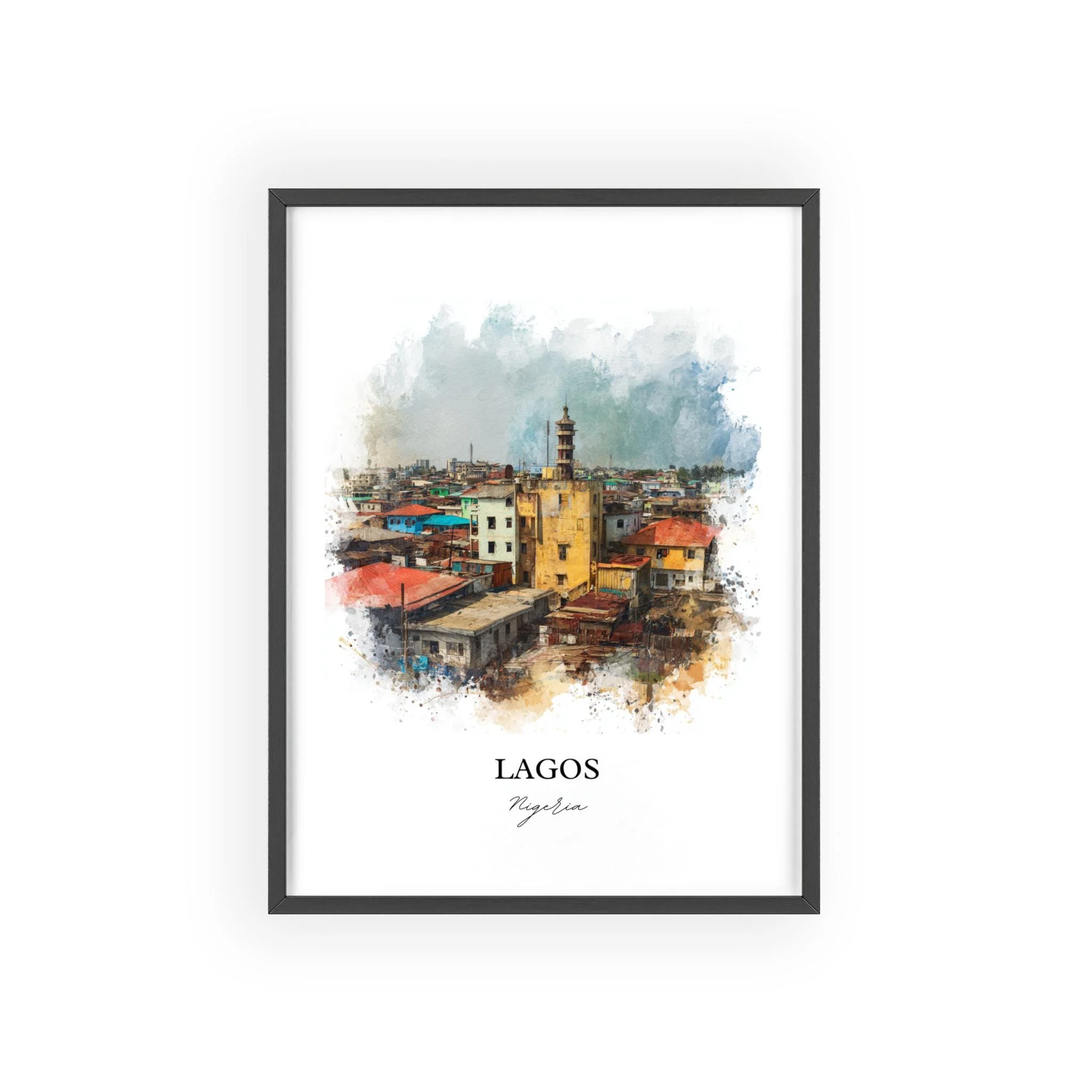 Lagos, Nigeria – Watercolor Art Print - Image 10