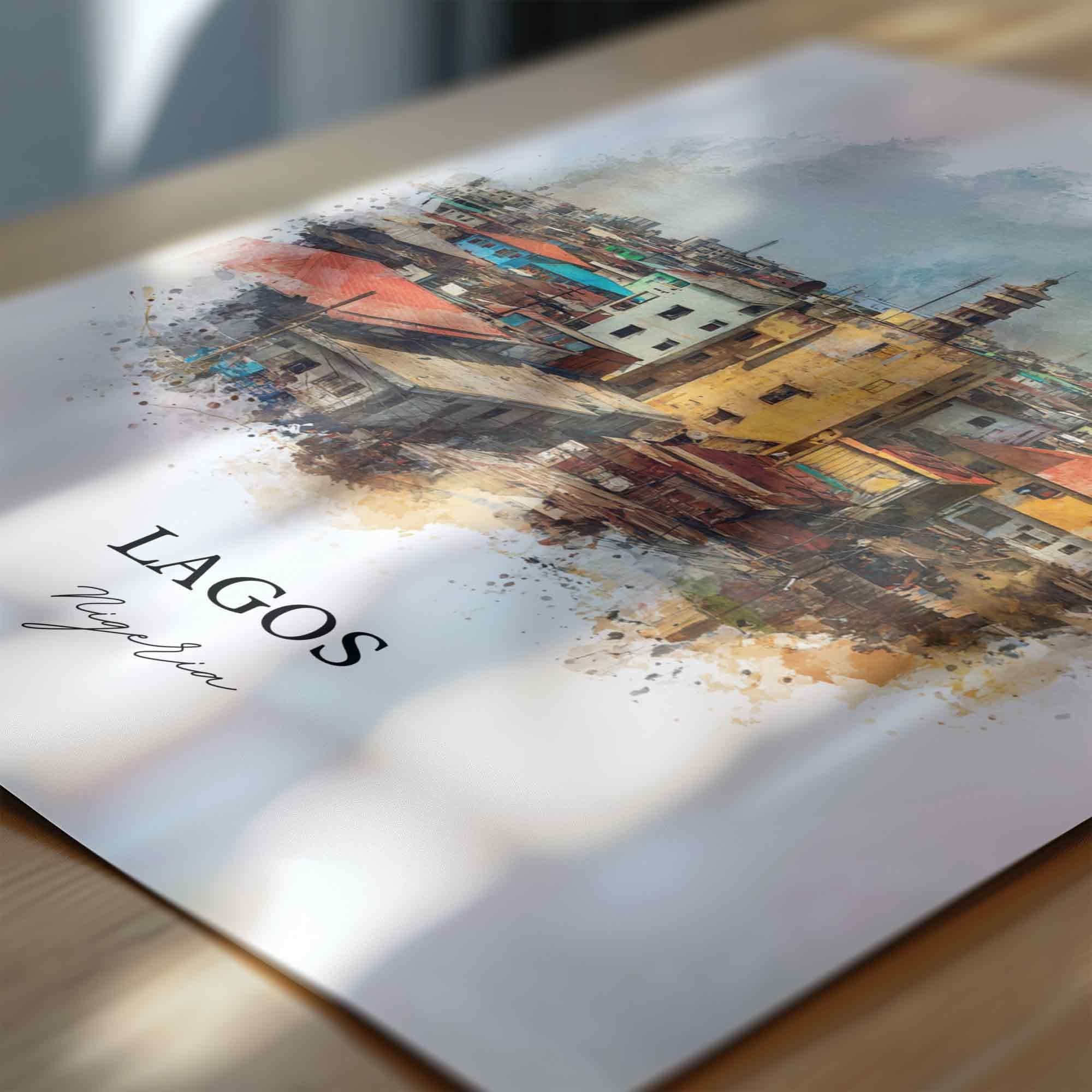 Lagos, Nigeria – Watercolor Art Print - Image 2