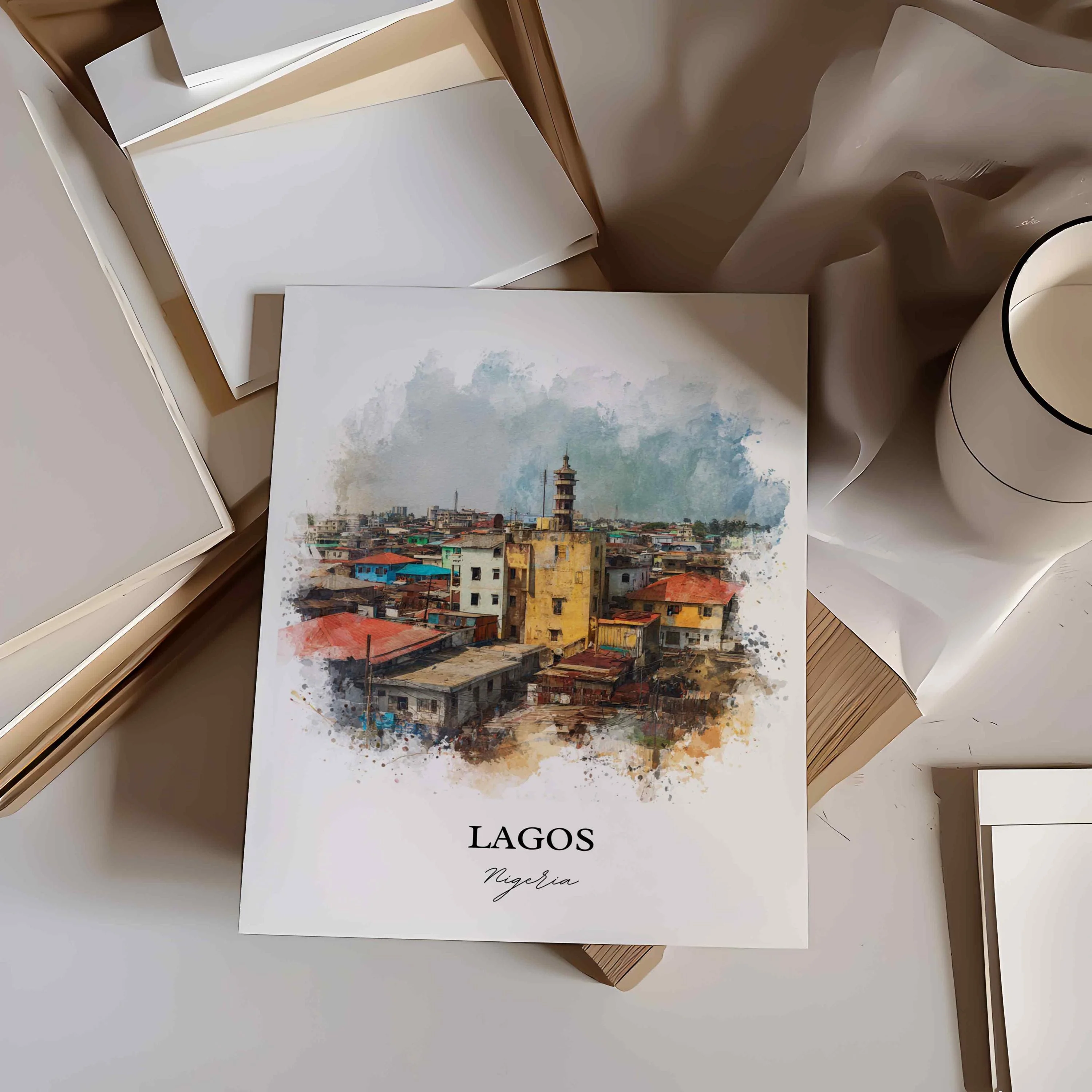 Lagos, Nigeria – Watercolor Art Print - Image 7