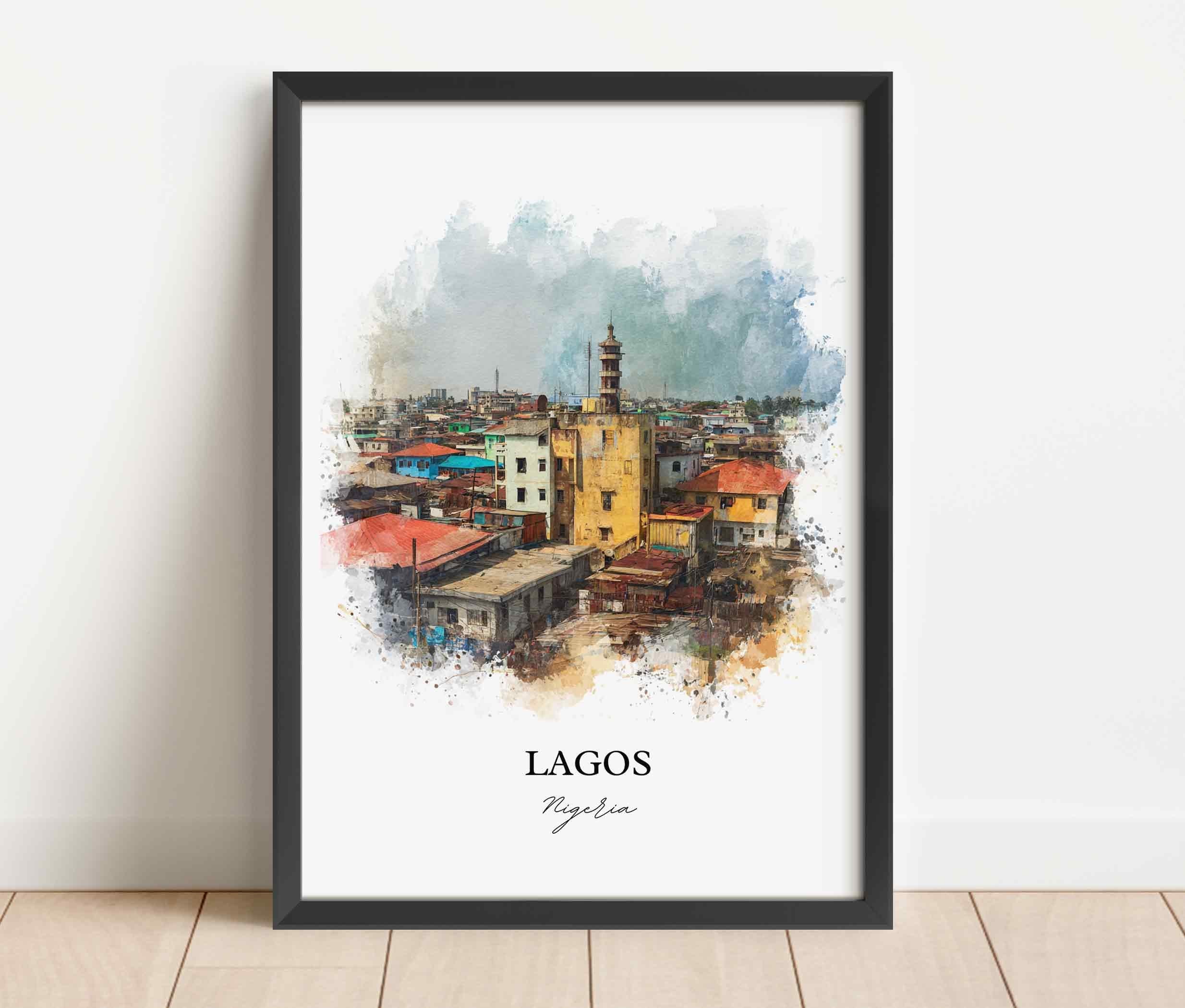 Lagos, Nigeria – Watercolor Art Print - Image 8
