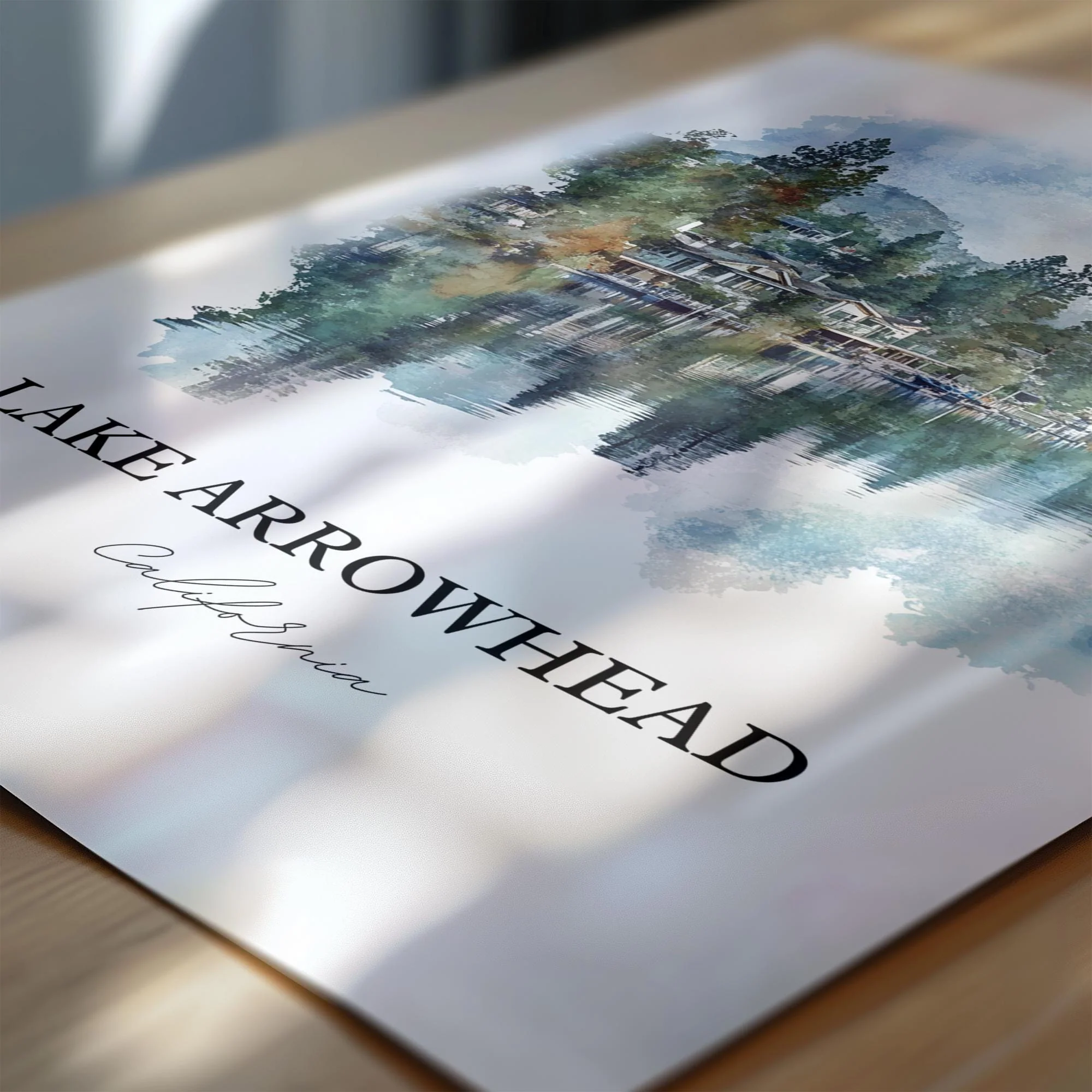 Lake Arrowhead, USA – Watercolor Art Print - Image 3