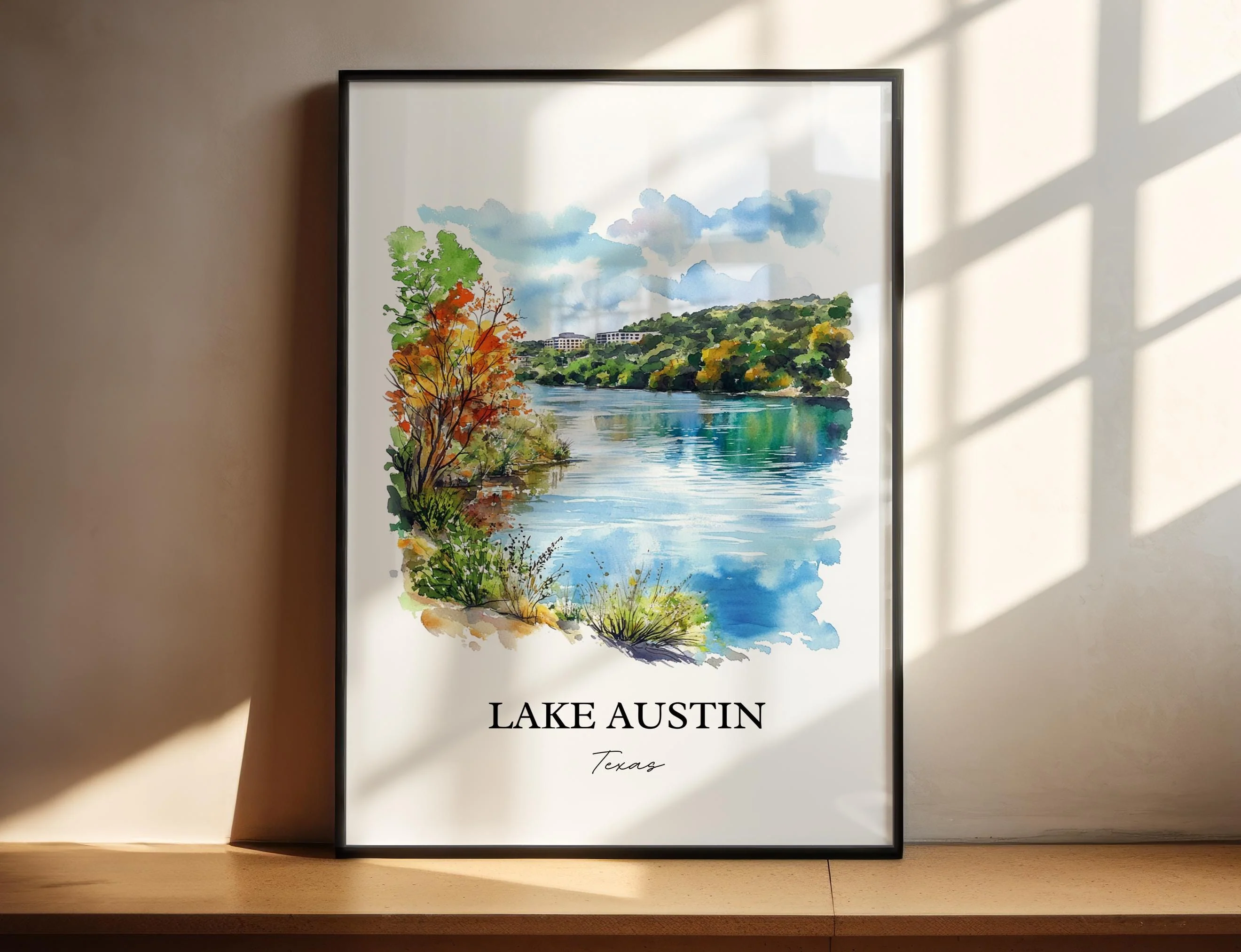 Lake Austin, USA – Watercolor Art Print