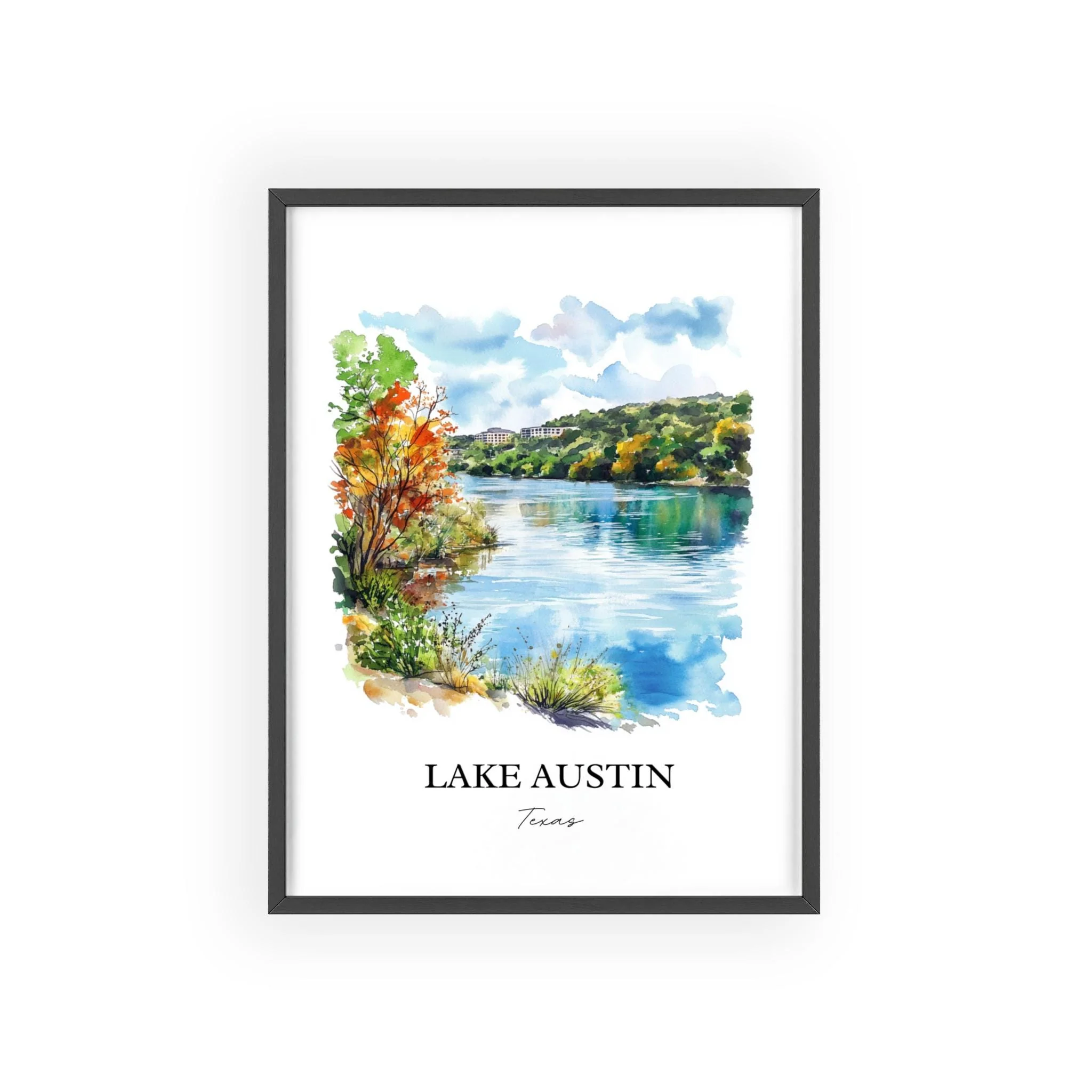 Lake Austin, USA – Watercolor Art Print - Image 7