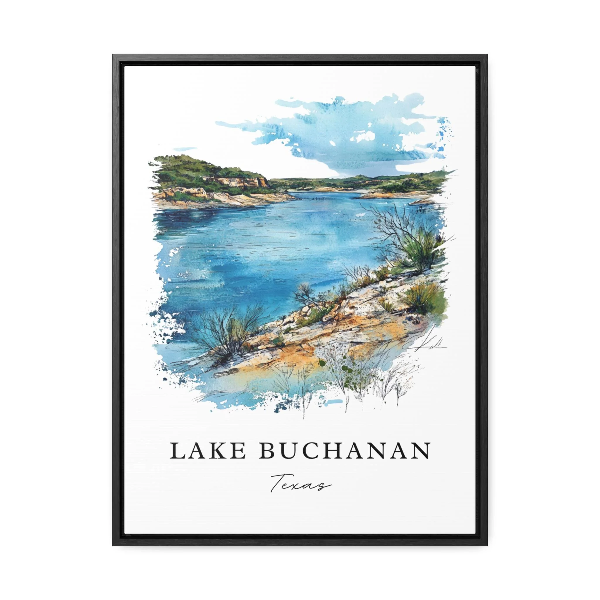 Lake Buchanan, USA – Watercolor Art Print - Image 5