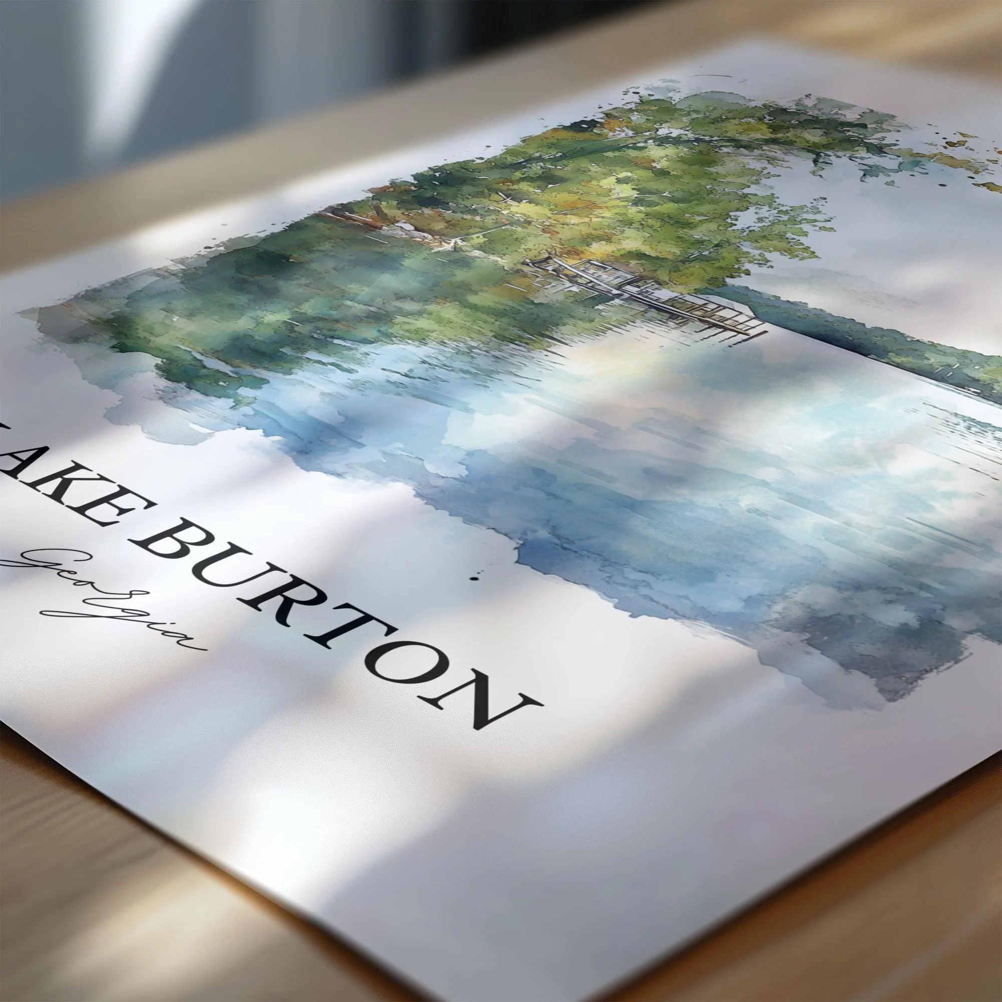 Lake Burton, Georgia, USA – Watercolor Art Print - Image 2