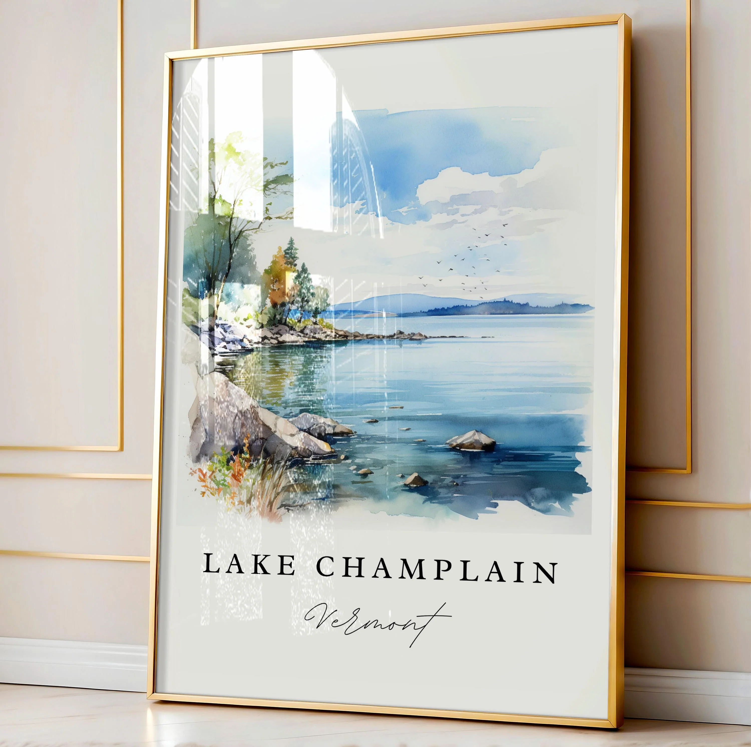 Lake Champlain, Vermont, Vermont – Watercolor Art Print - Image 5