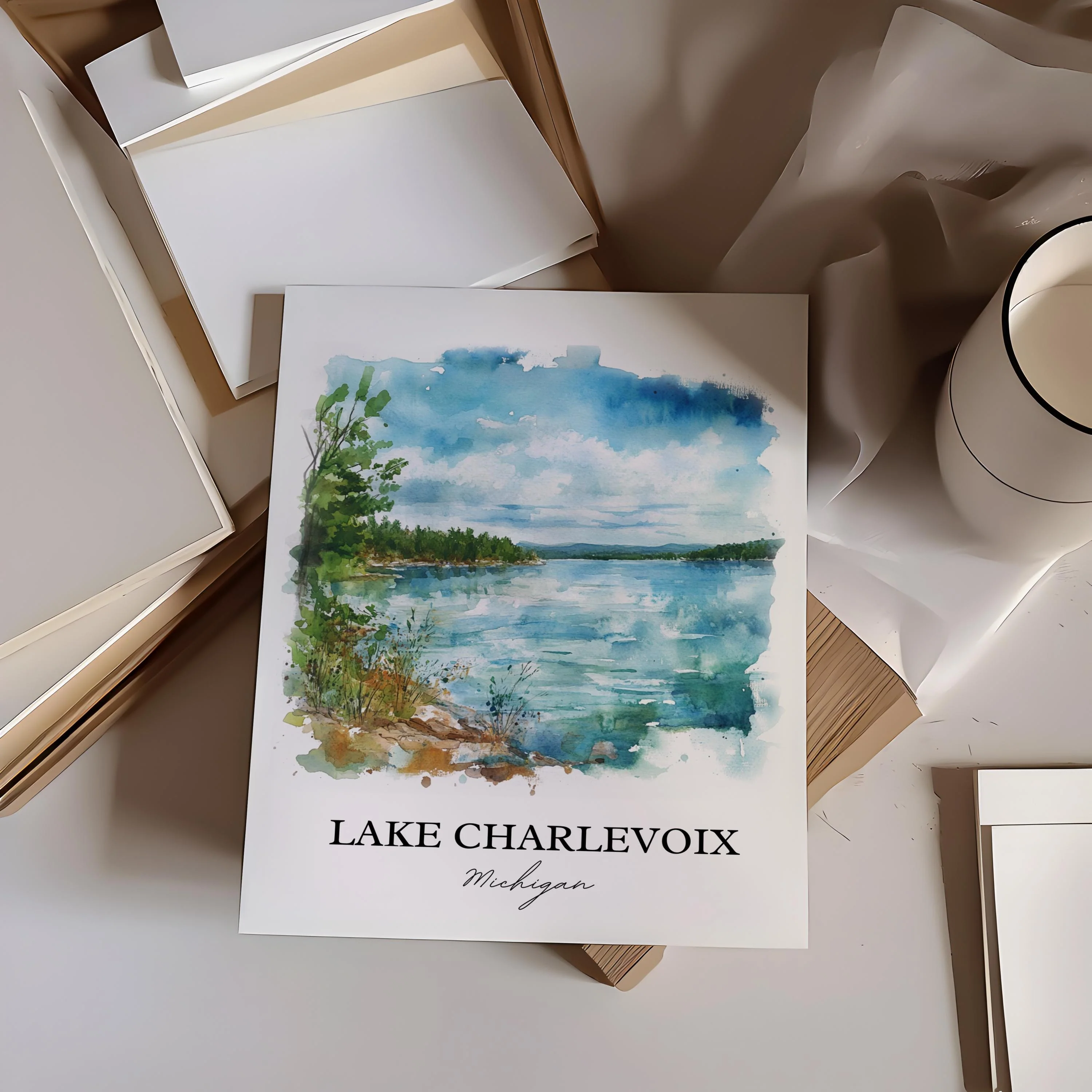 Lake Charlevoix, USA – Watercolor Art Print - Image 6