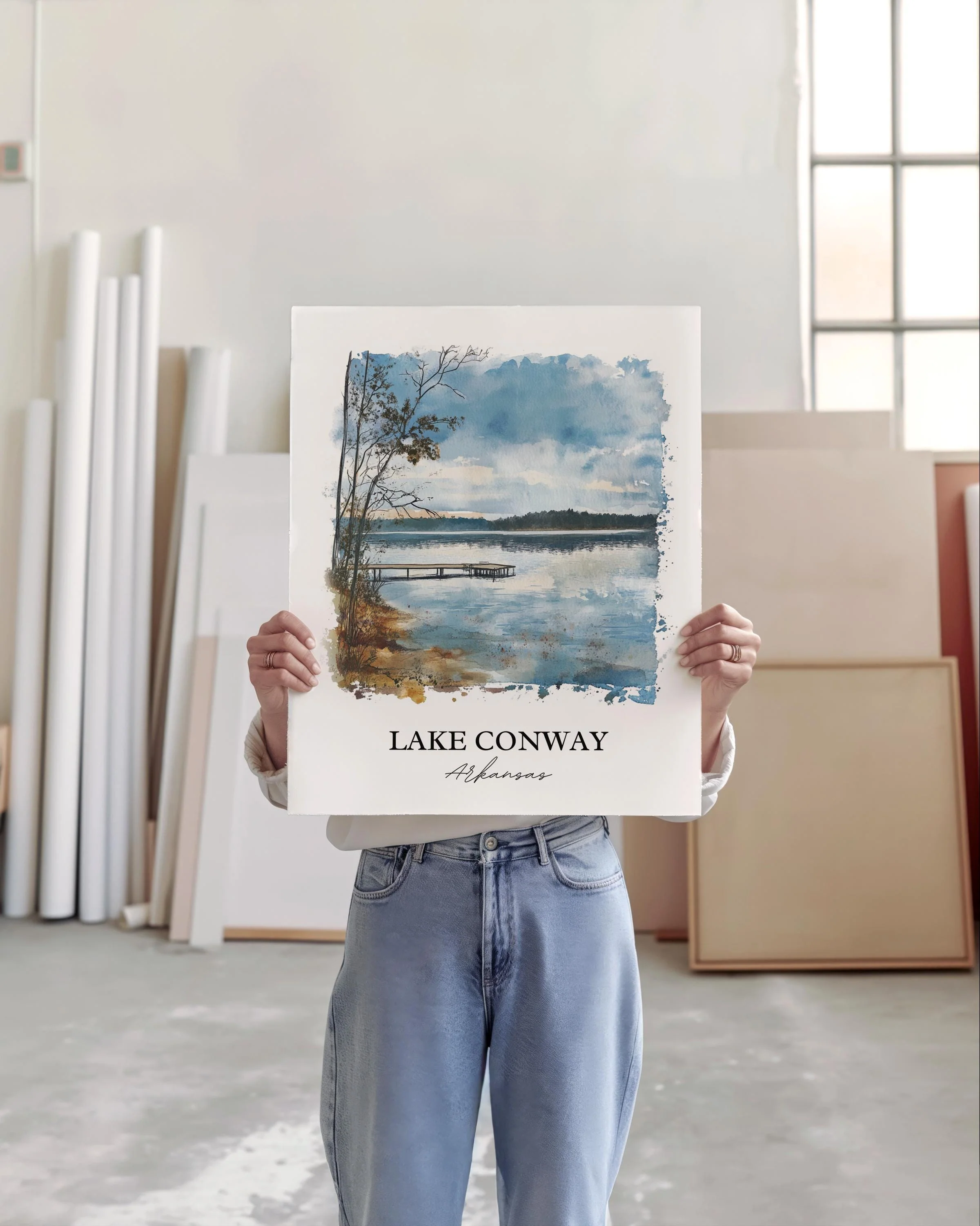 Lake Conway, Arkansas, USA – Watercolor Art Print - Image 3