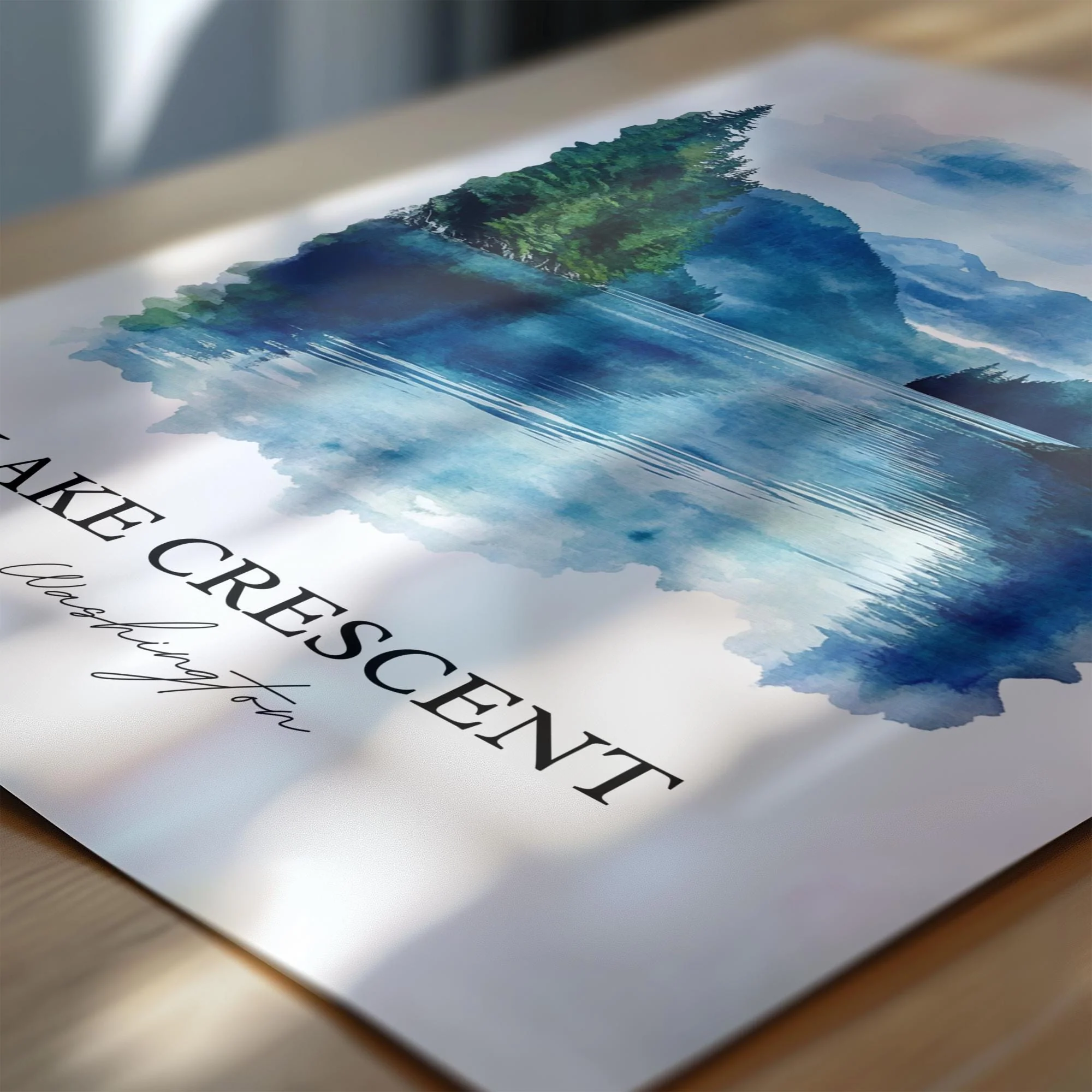 Lake Crescent, USA – Watercolor Art Print - Image 2