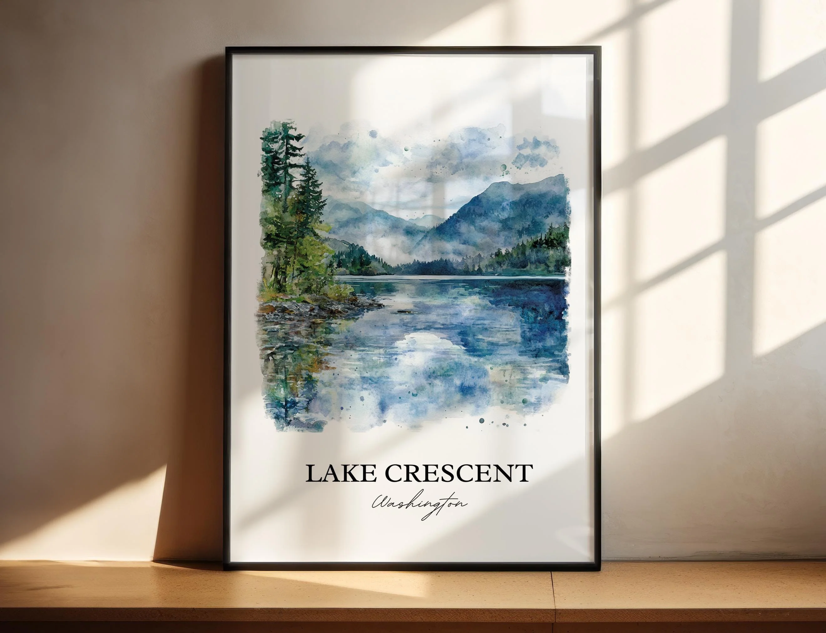 Lake Crescent, USA – Watercolor Art Print