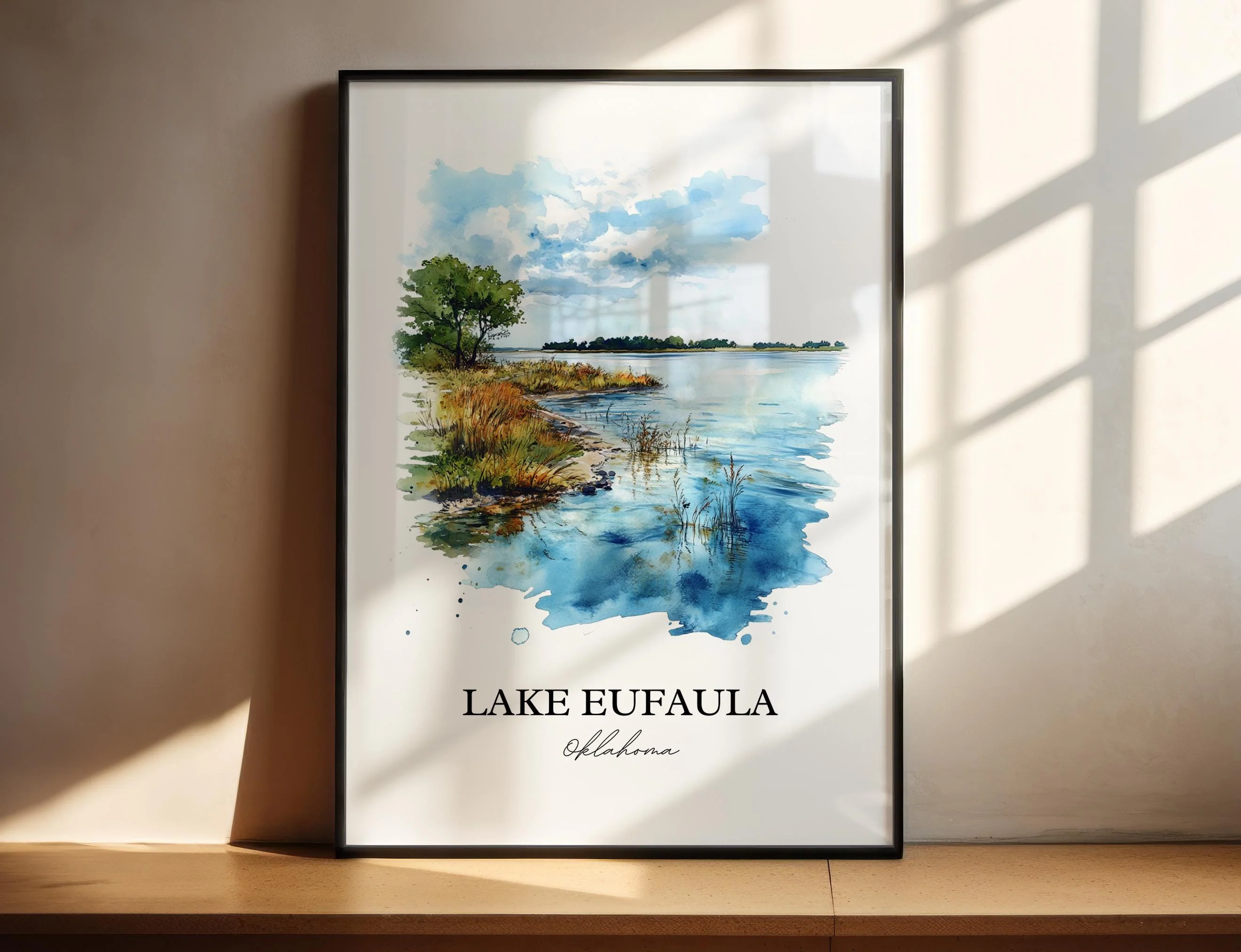 Lake Eufaula, Oklahoma, USA – Watercolor Art Print - Image 4