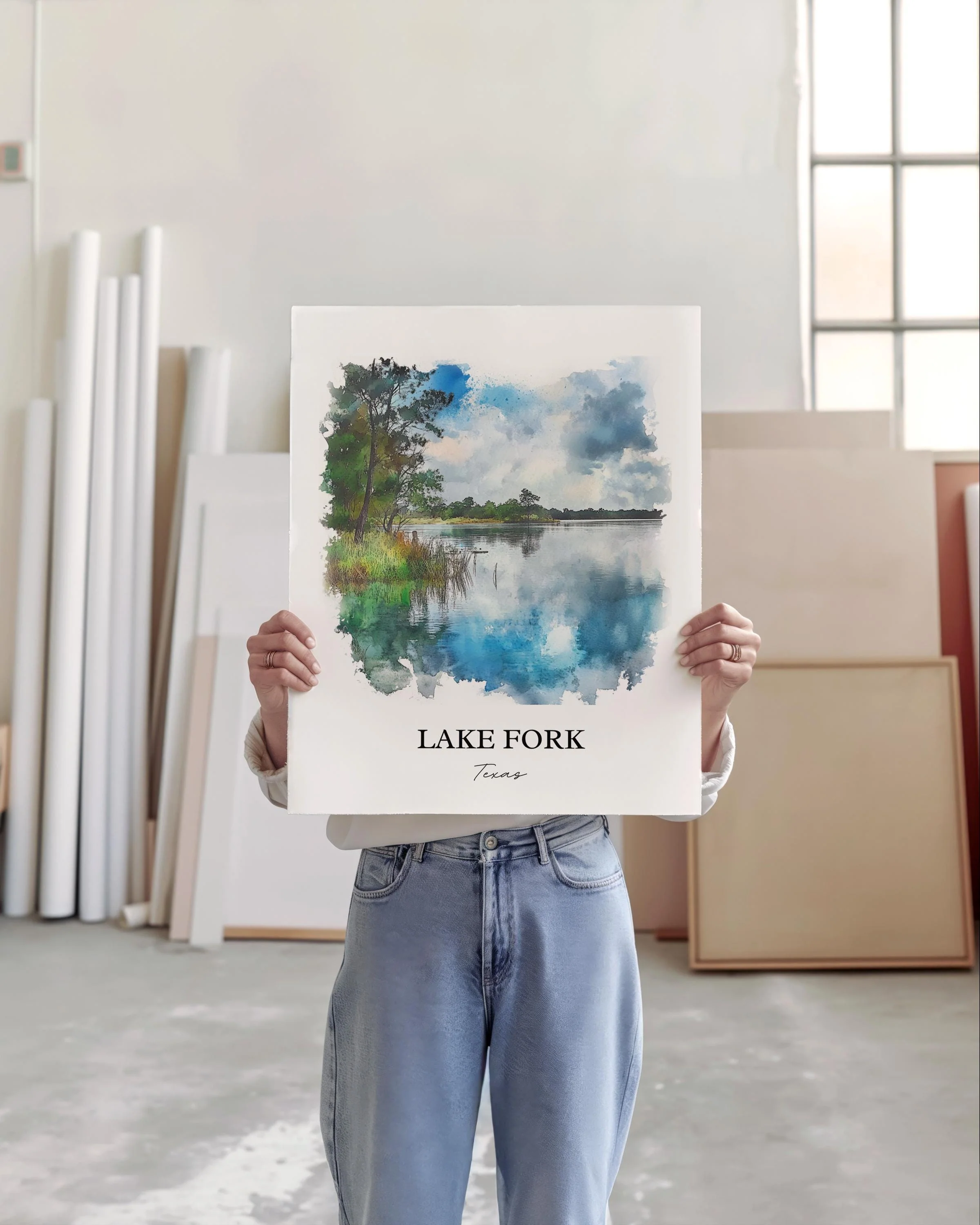 Lake Fork, TX, USA – Watercolor Art Print - Image 5