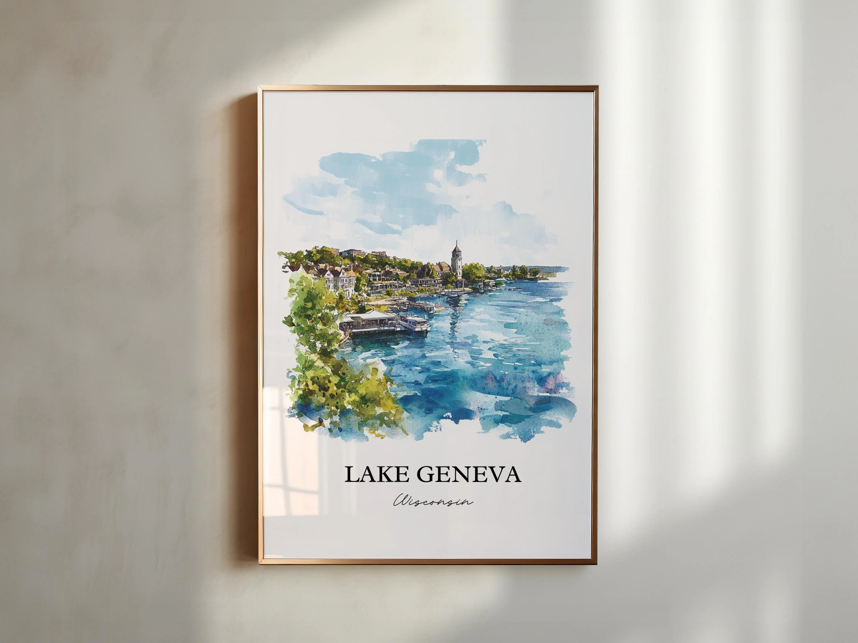 Lake Geneva, Wisconsin, USA – Watercolor Art Print - Image 4