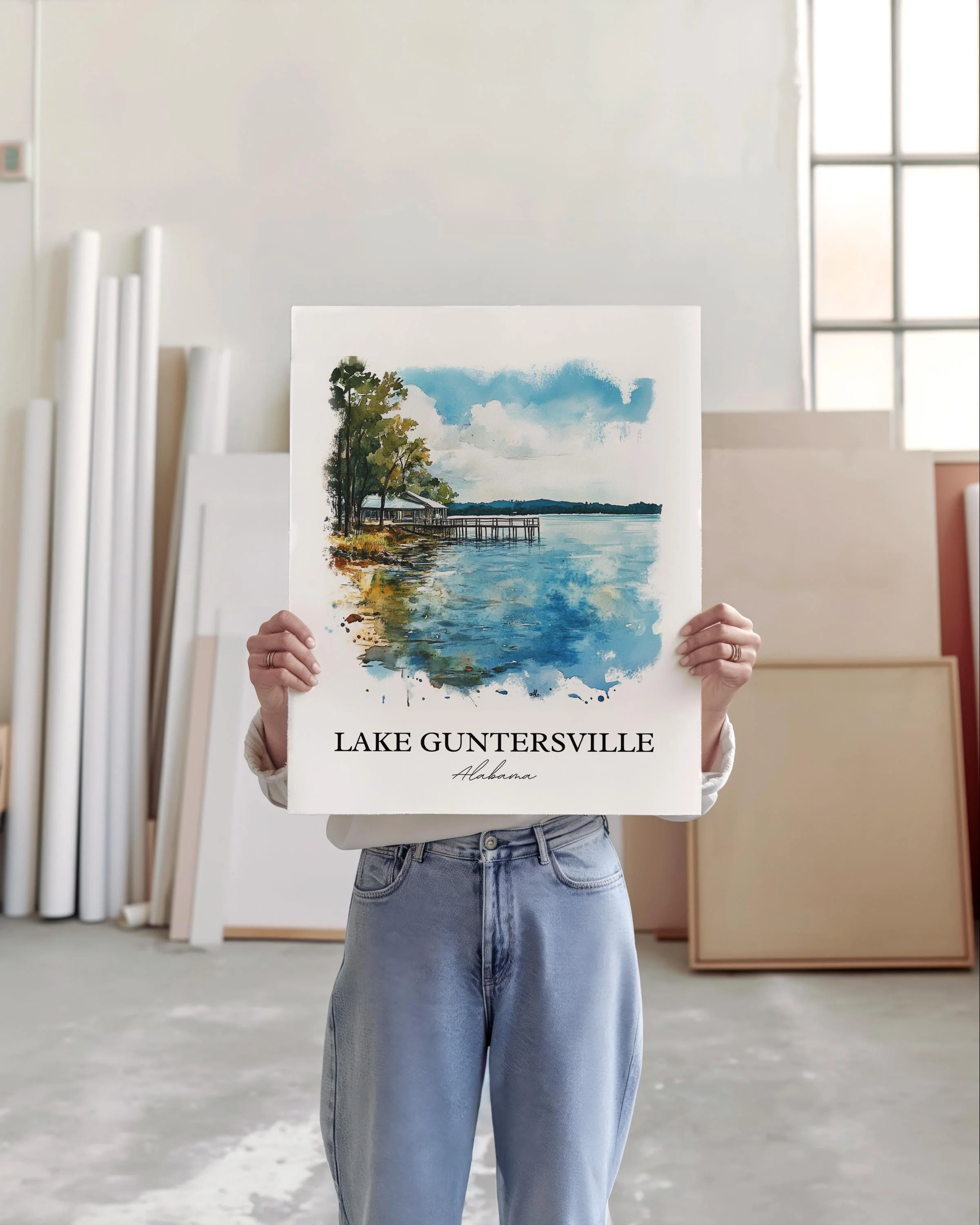 Lake Guntersville, USA – Watercolor Art Print - Image 2