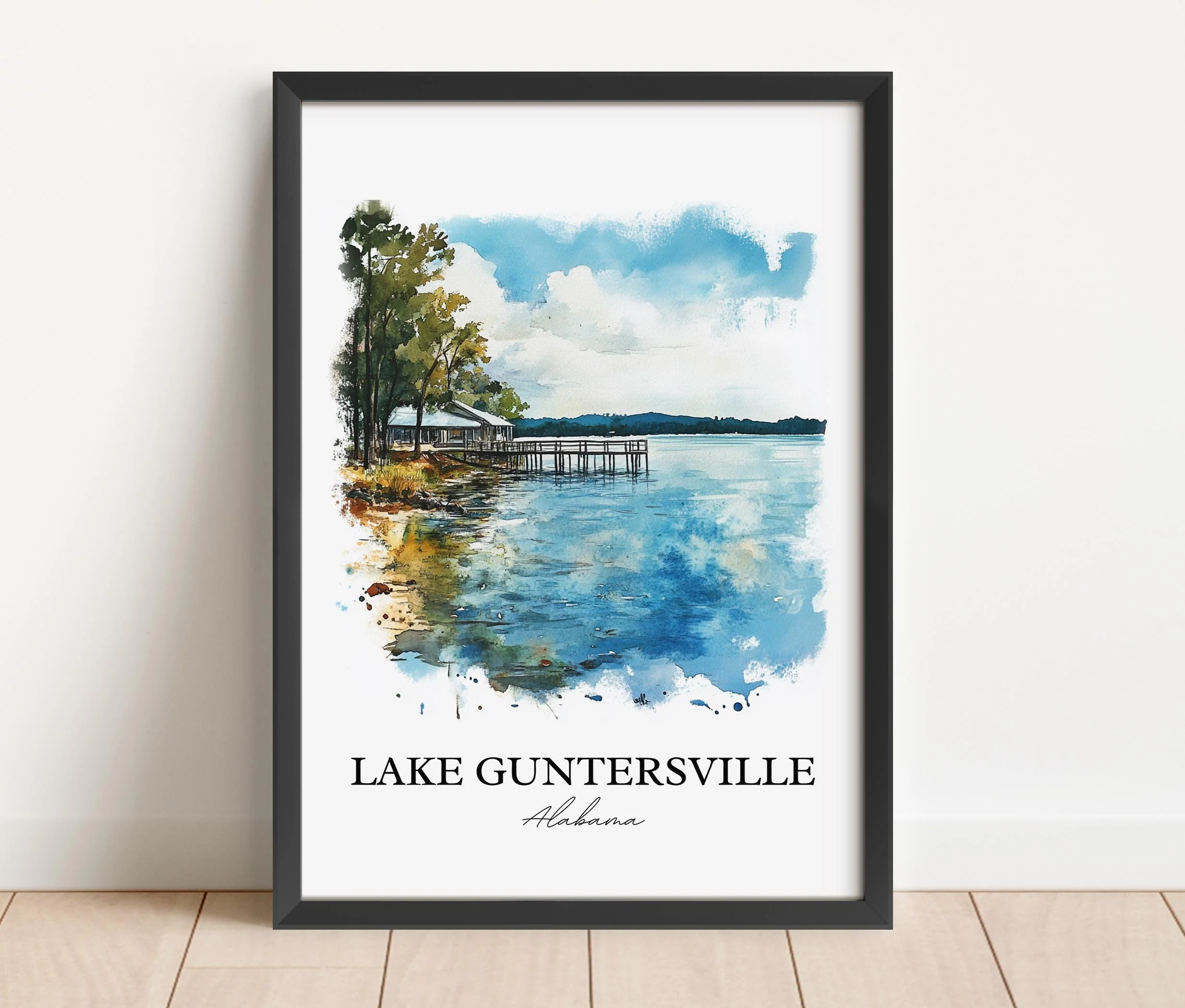 Lake Guntersville, USA – Watercolor Art Print - Image 3