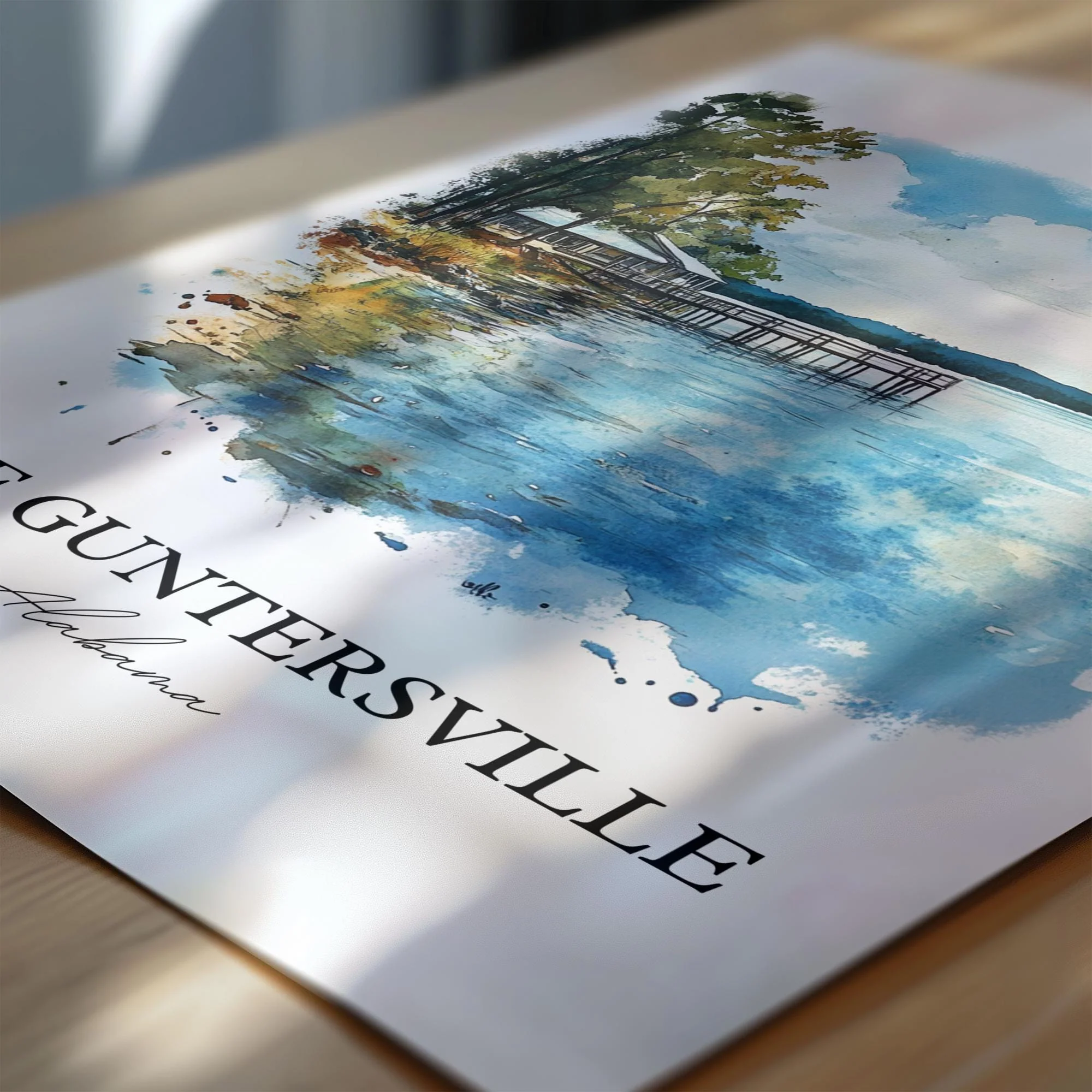 Lake Guntersville, USA – Watercolor Art Print - Image 2