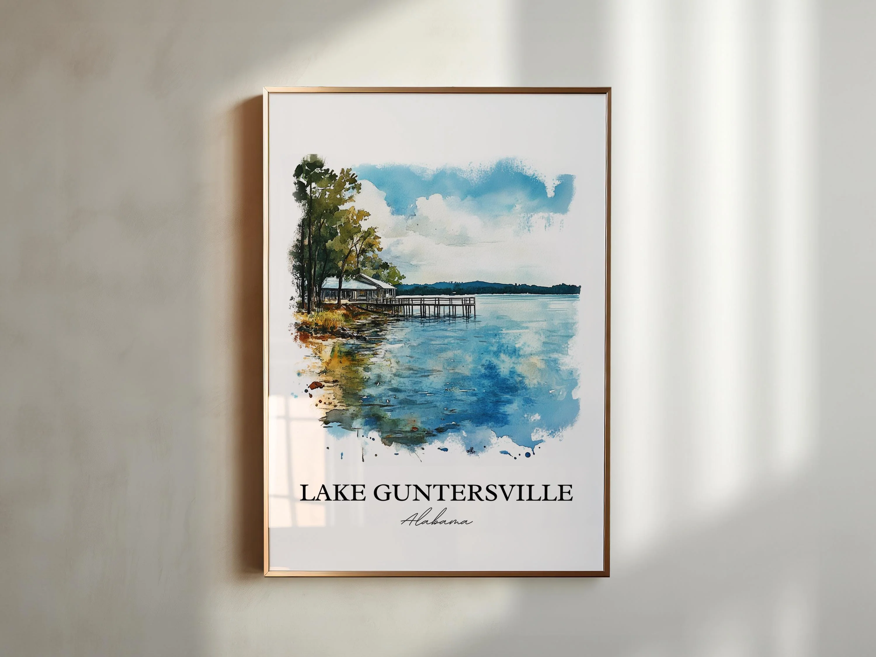 Lake Guntersville, USA – Watercolor Art Print - Image 3