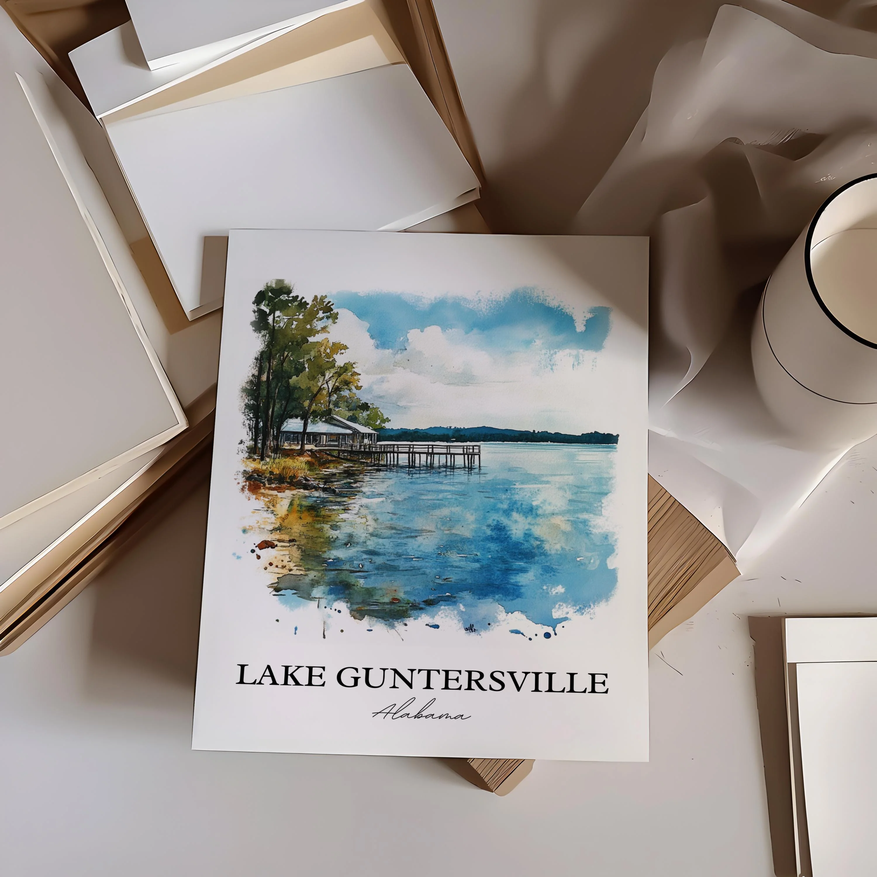 Lake Guntersville, USA – Watercolor Art Print - Image 5