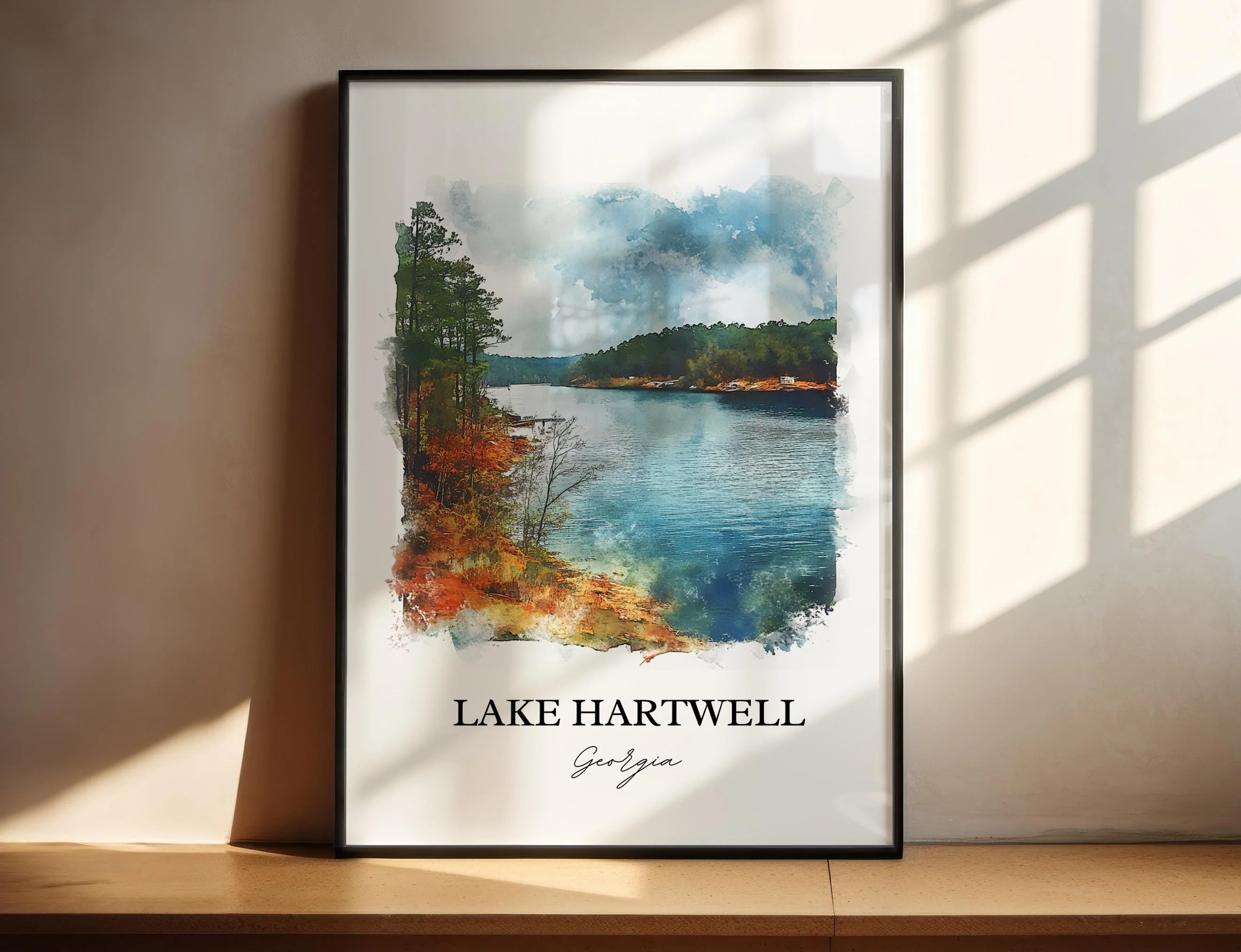 Lake Hartwell, GA, USA – Watercolor Art Print