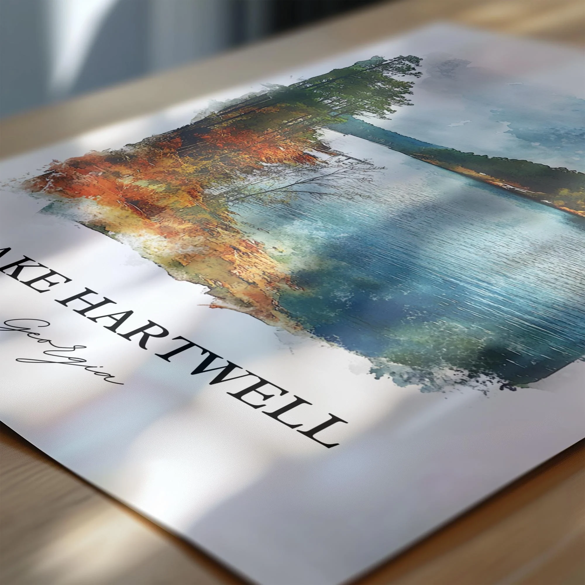Lake Hartwell, GA, USA – Watercolor Art Print - Image 2