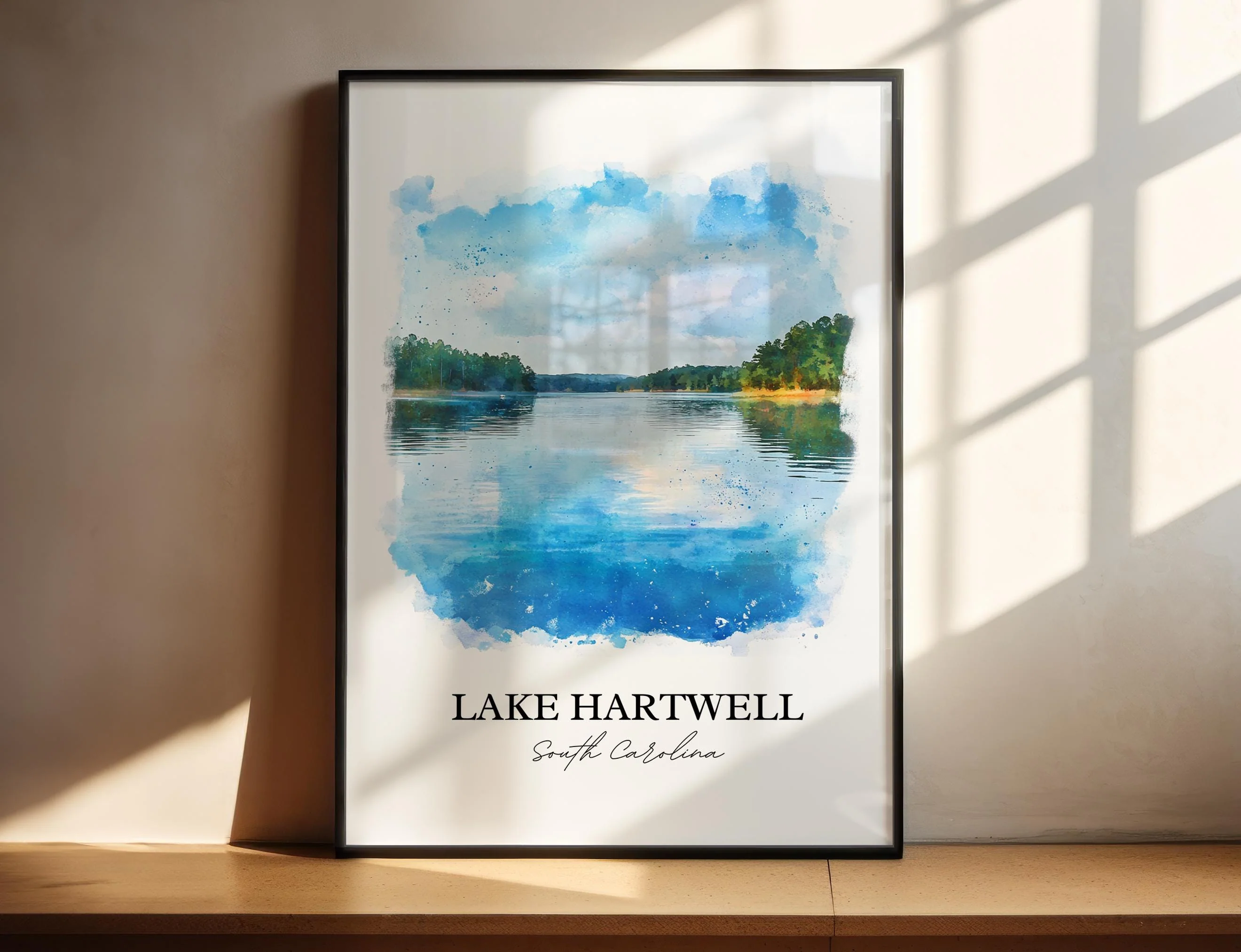 Lake Hartwell, Georgia, USA – Watercolor Art Print