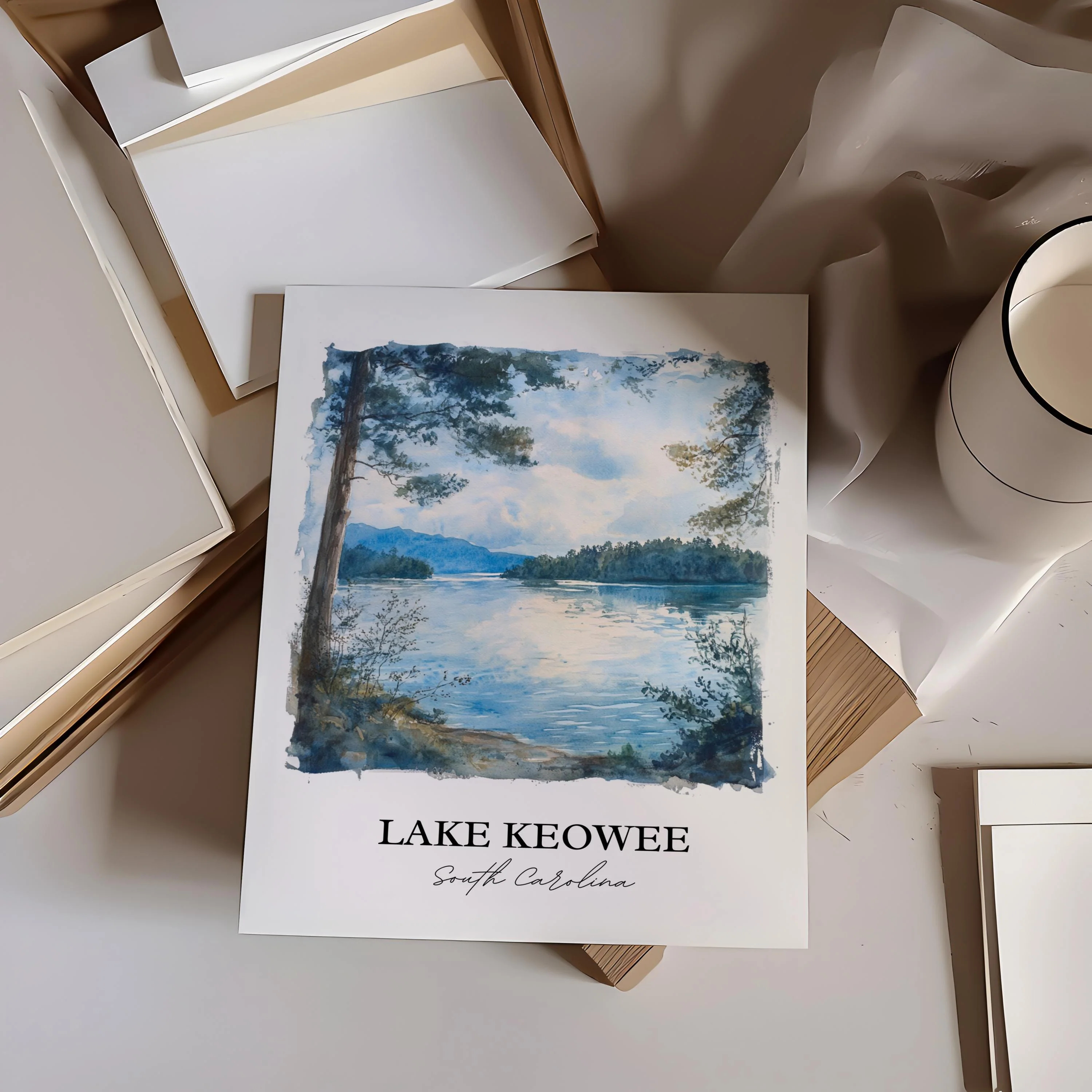 Lake Keowee, South Carolina – Watercolor Art Print - Image 6